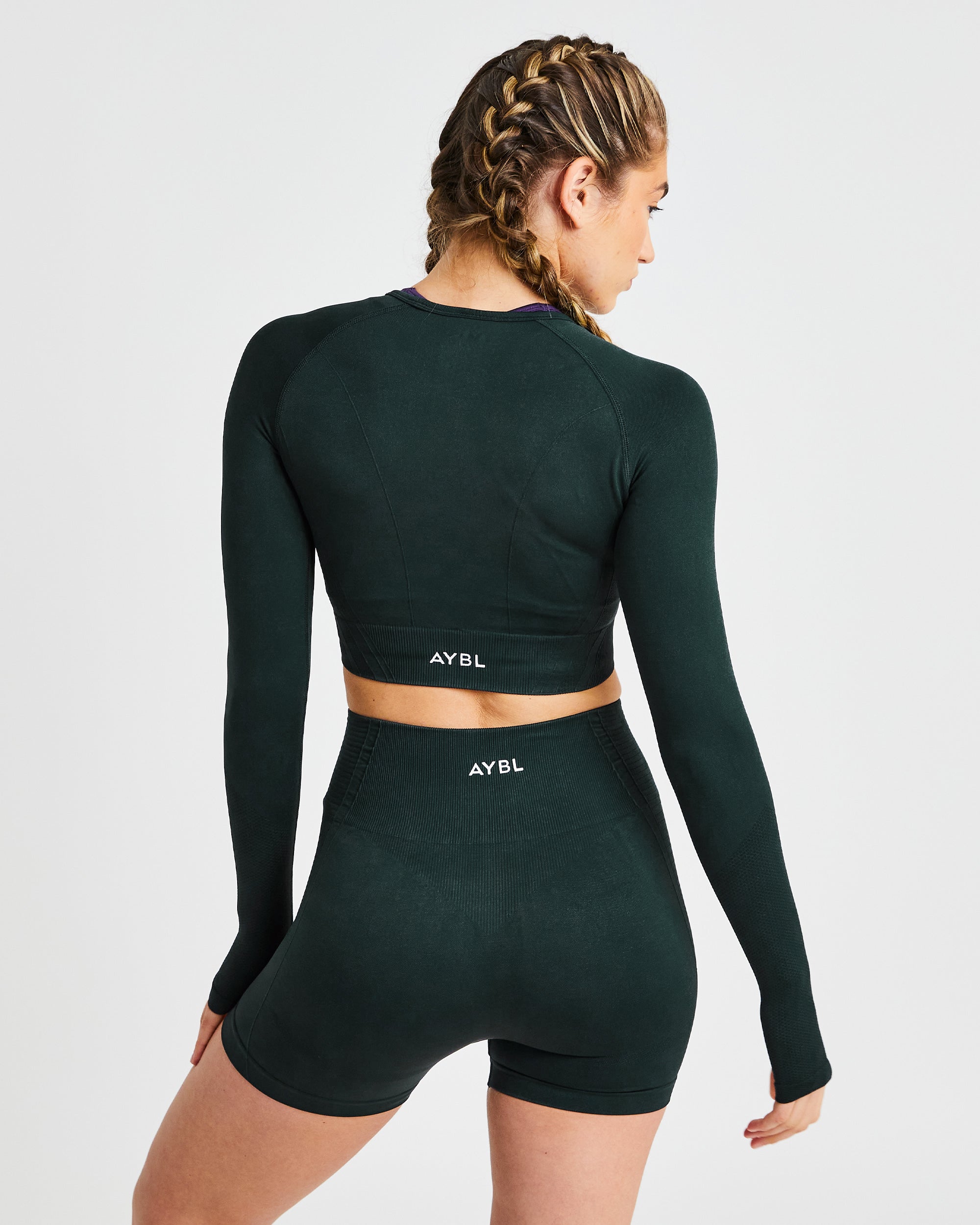 Balance V2 Seamless Long Sleeve Crop Top - Forest Grün