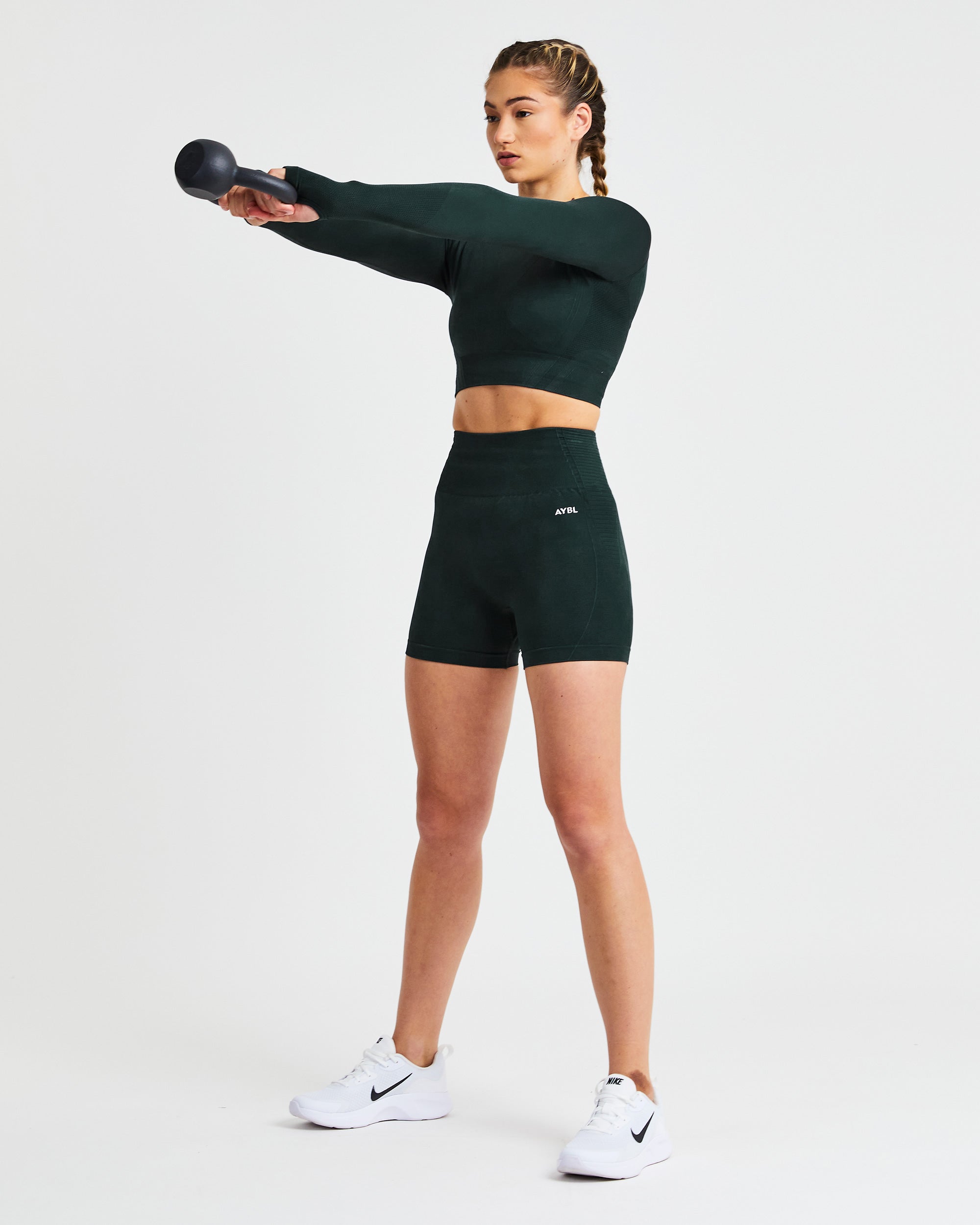 Balance V2 Seamless Long Sleeve Crop Top - Forest Grün