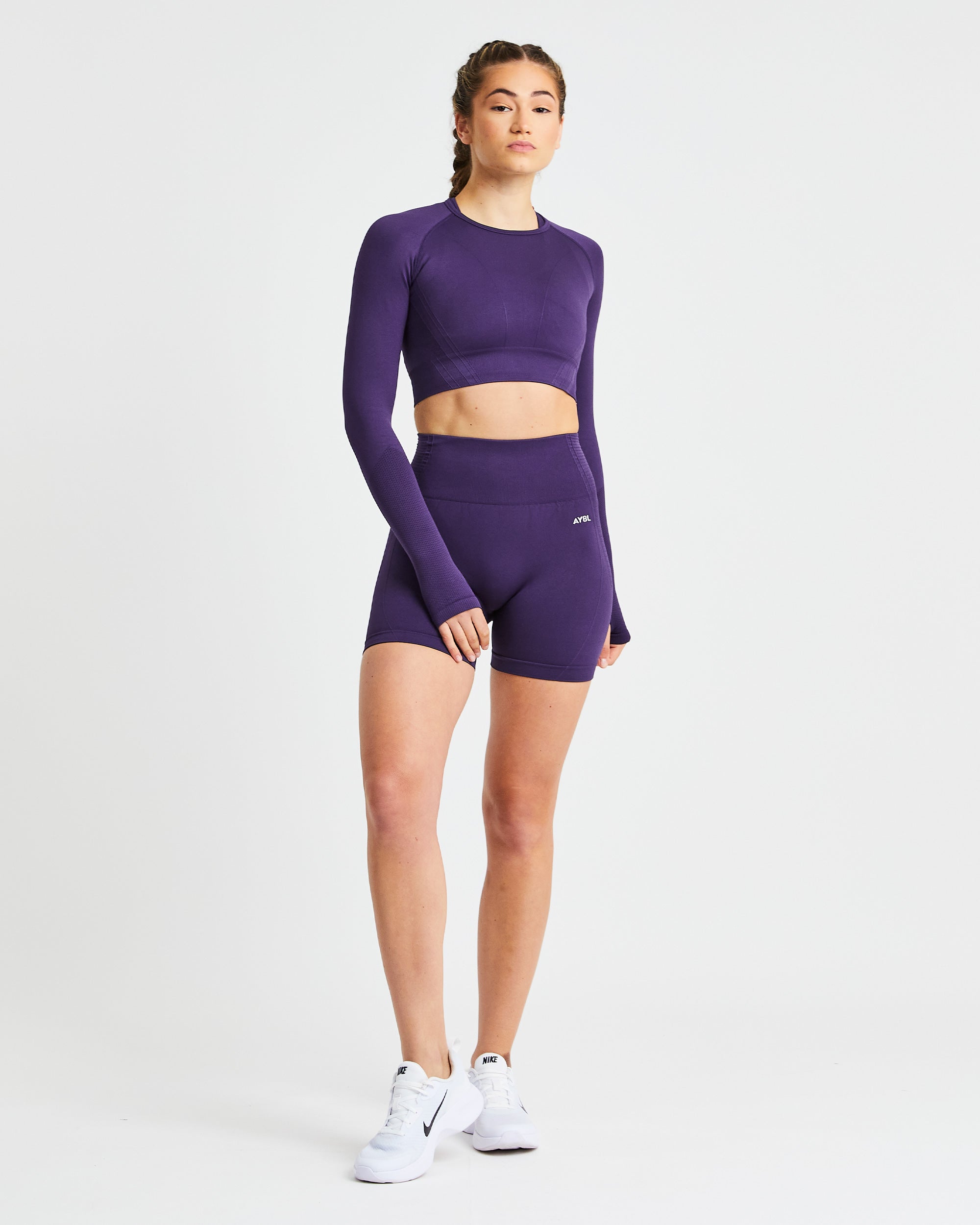 Balance V2 Seamless Long Sleeve Crop Top - Mulberry Lila