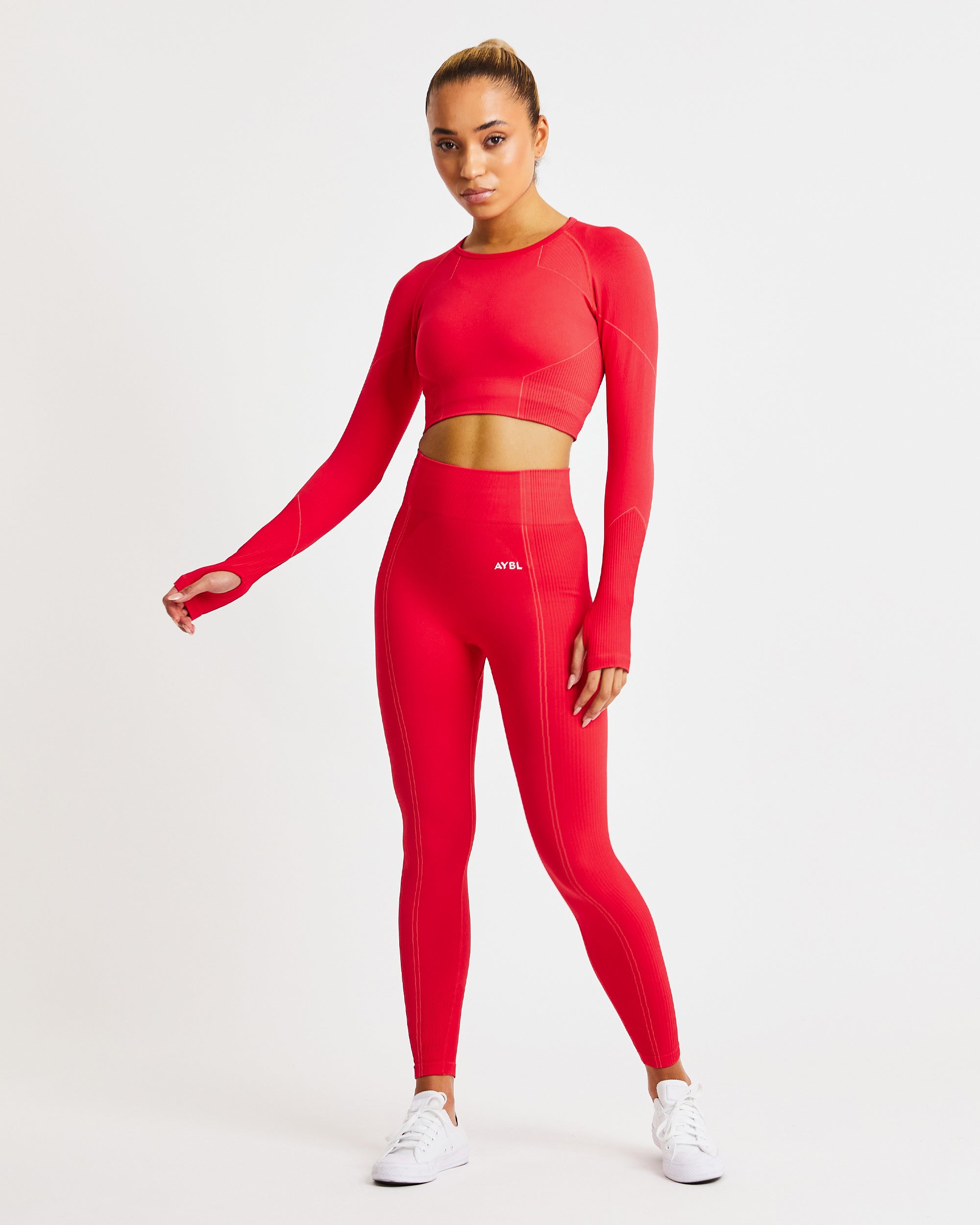 Reflex Seamless Long Sleeve Crop Top - Rot