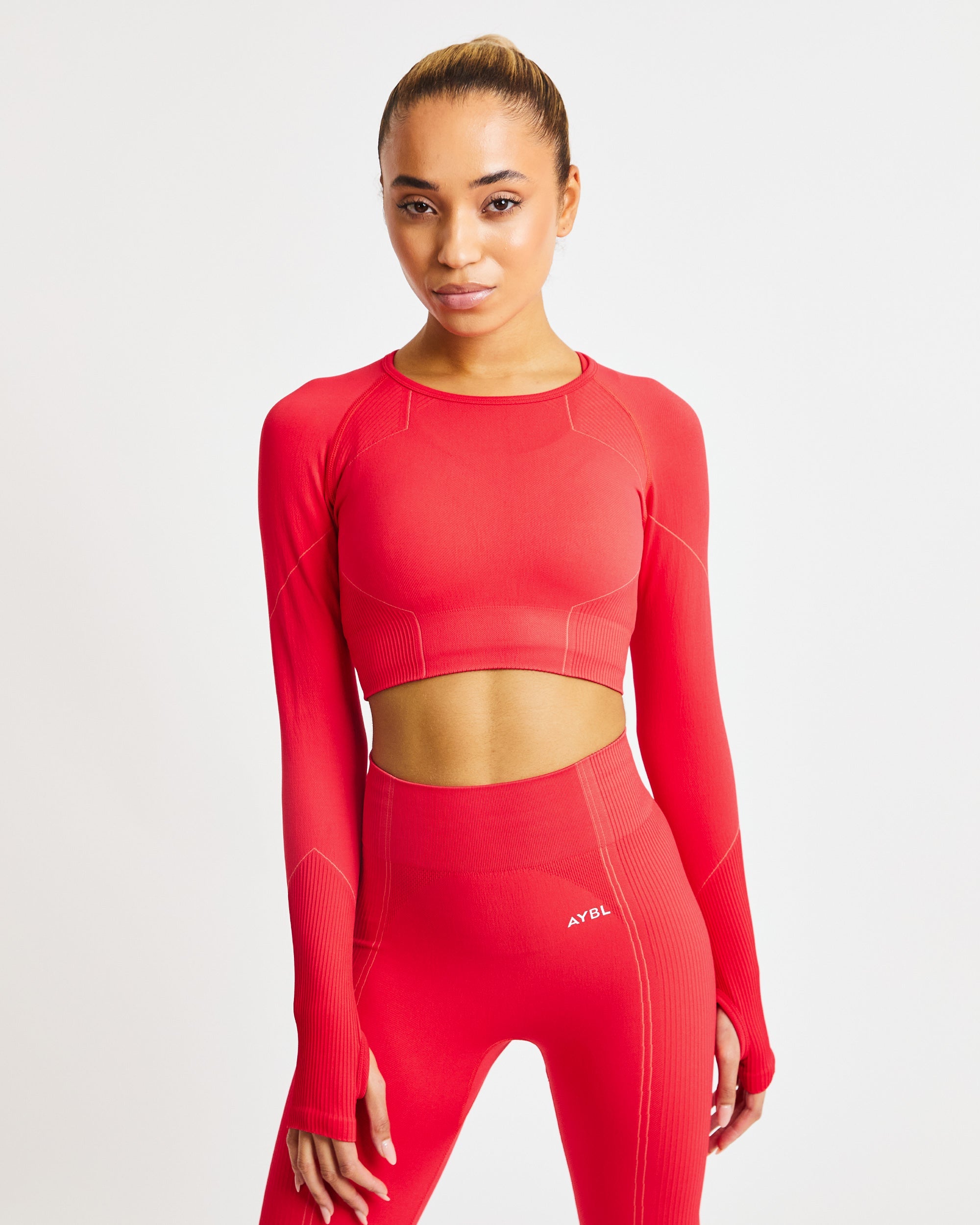 Reflex Seamless Long Sleeve Crop Top - Rot