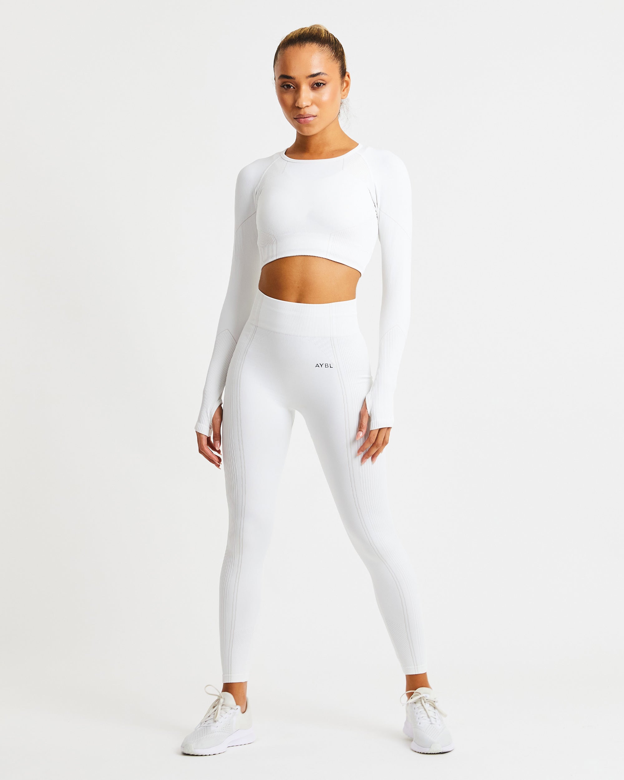 Reflex Seamless Long Sleeve Crop Top - Weiß