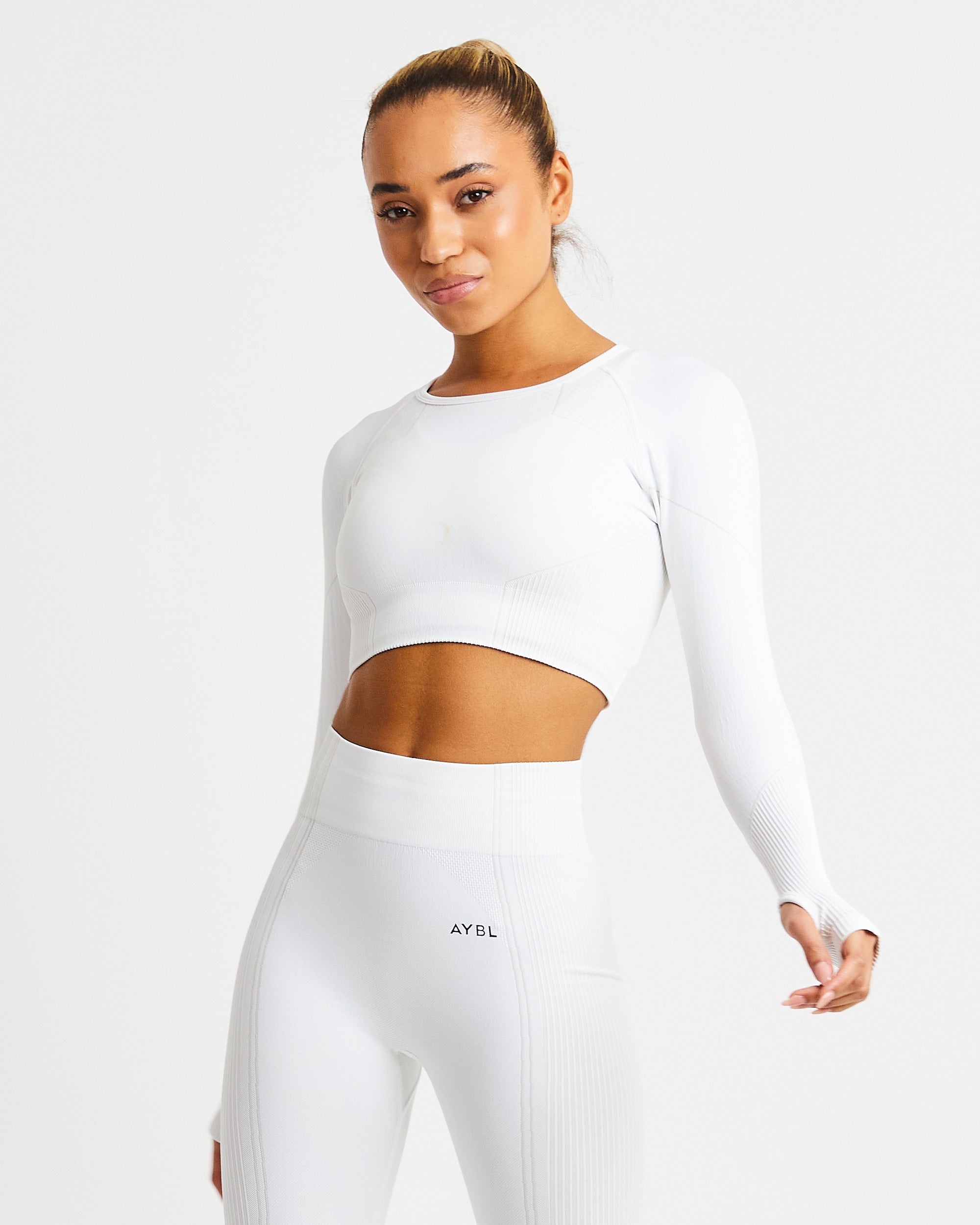 Reflex Seamless Long Sleeve Crop Top - Weiß