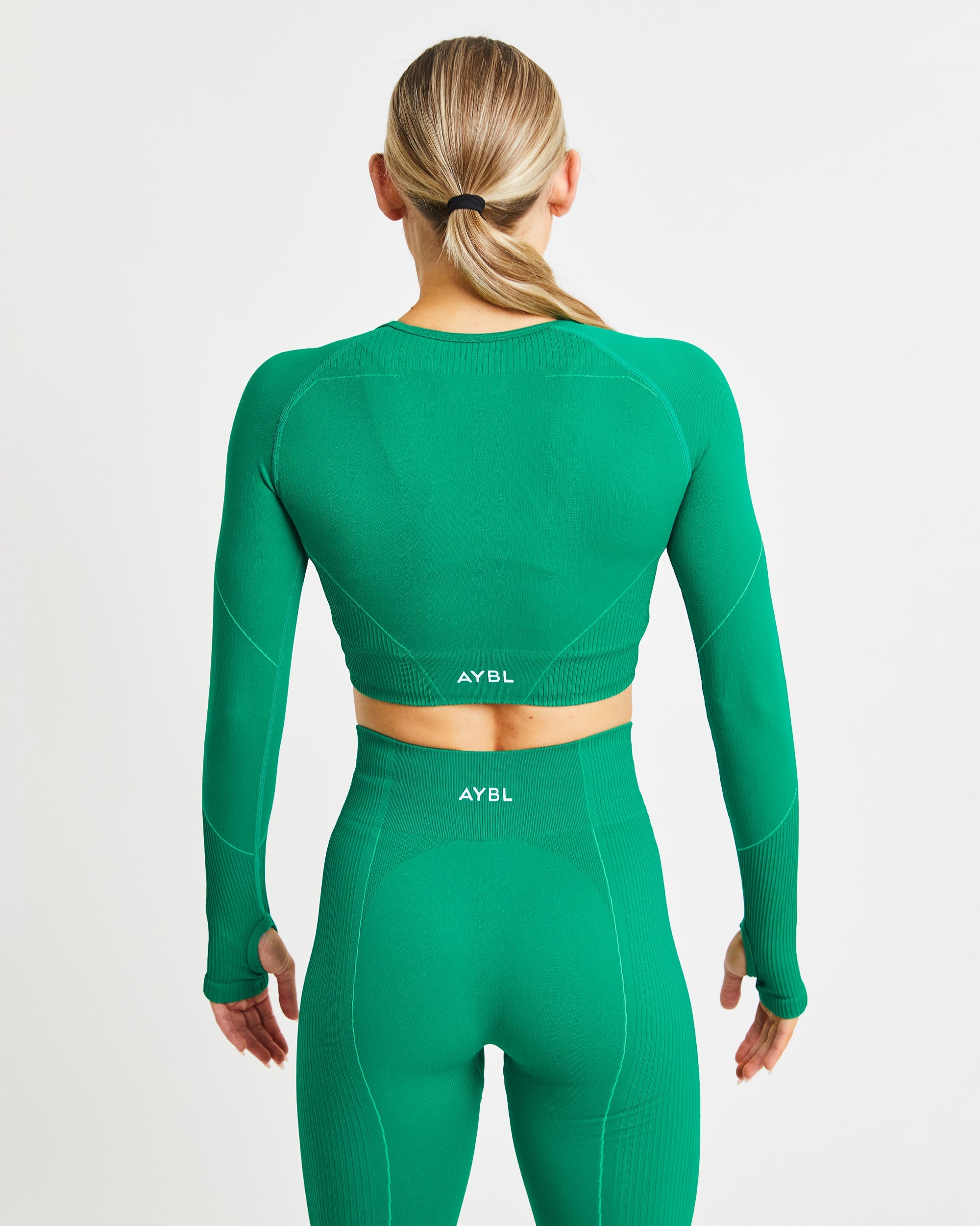 Reflex Seamless Long Sleeve Crop Top - Emerald Grün