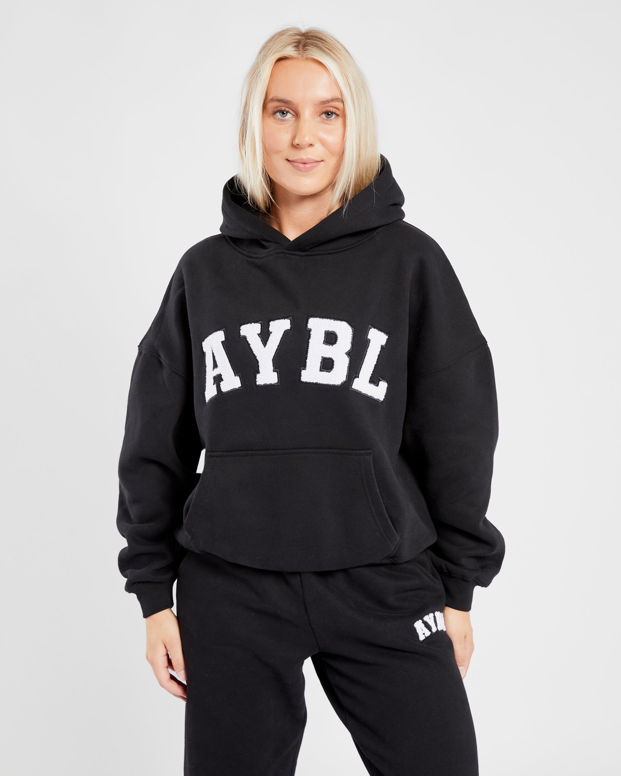 Varsity Oversized Hoodie - Schwarz