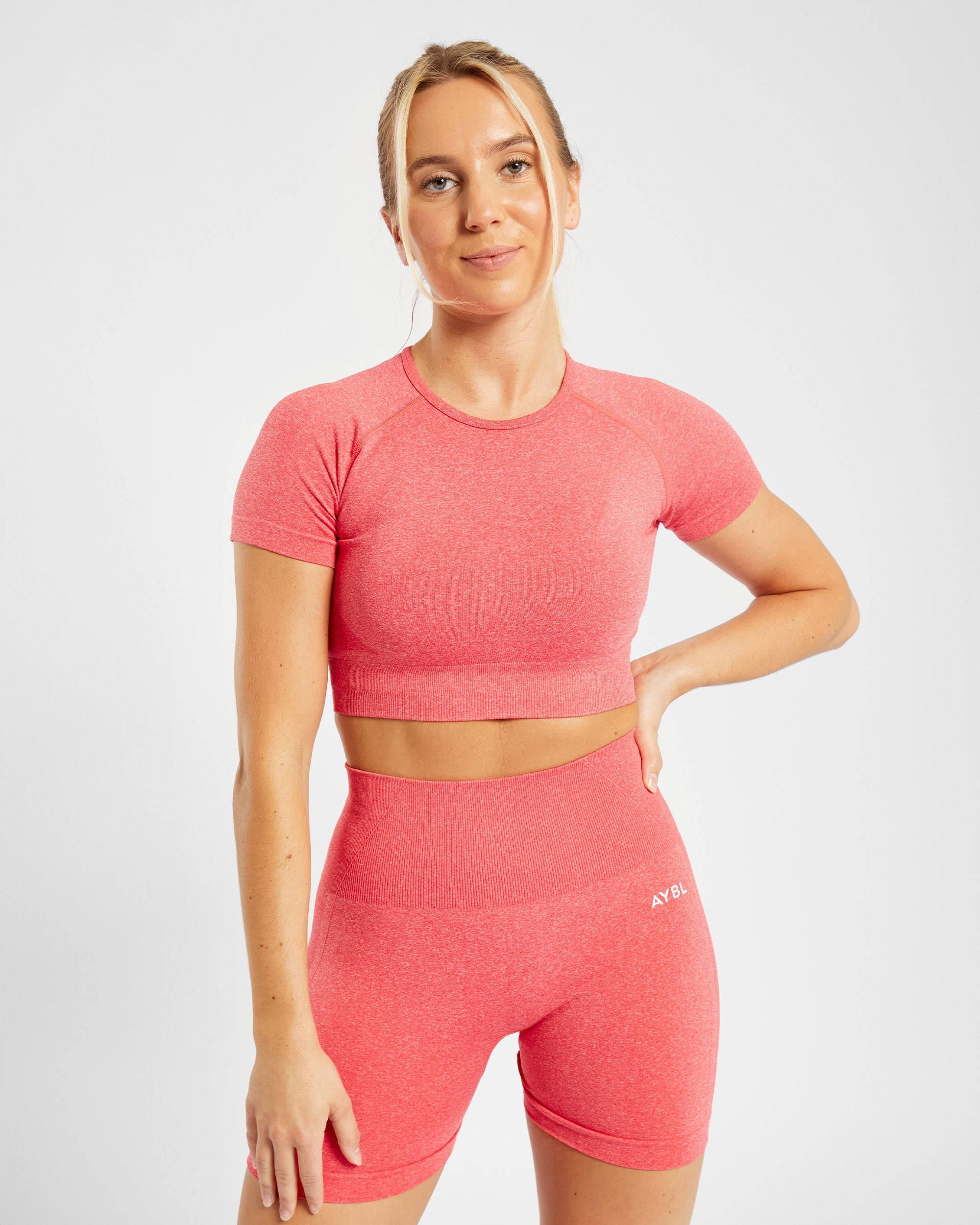 Empower Seamless Crop Top - Coral Rot Marl