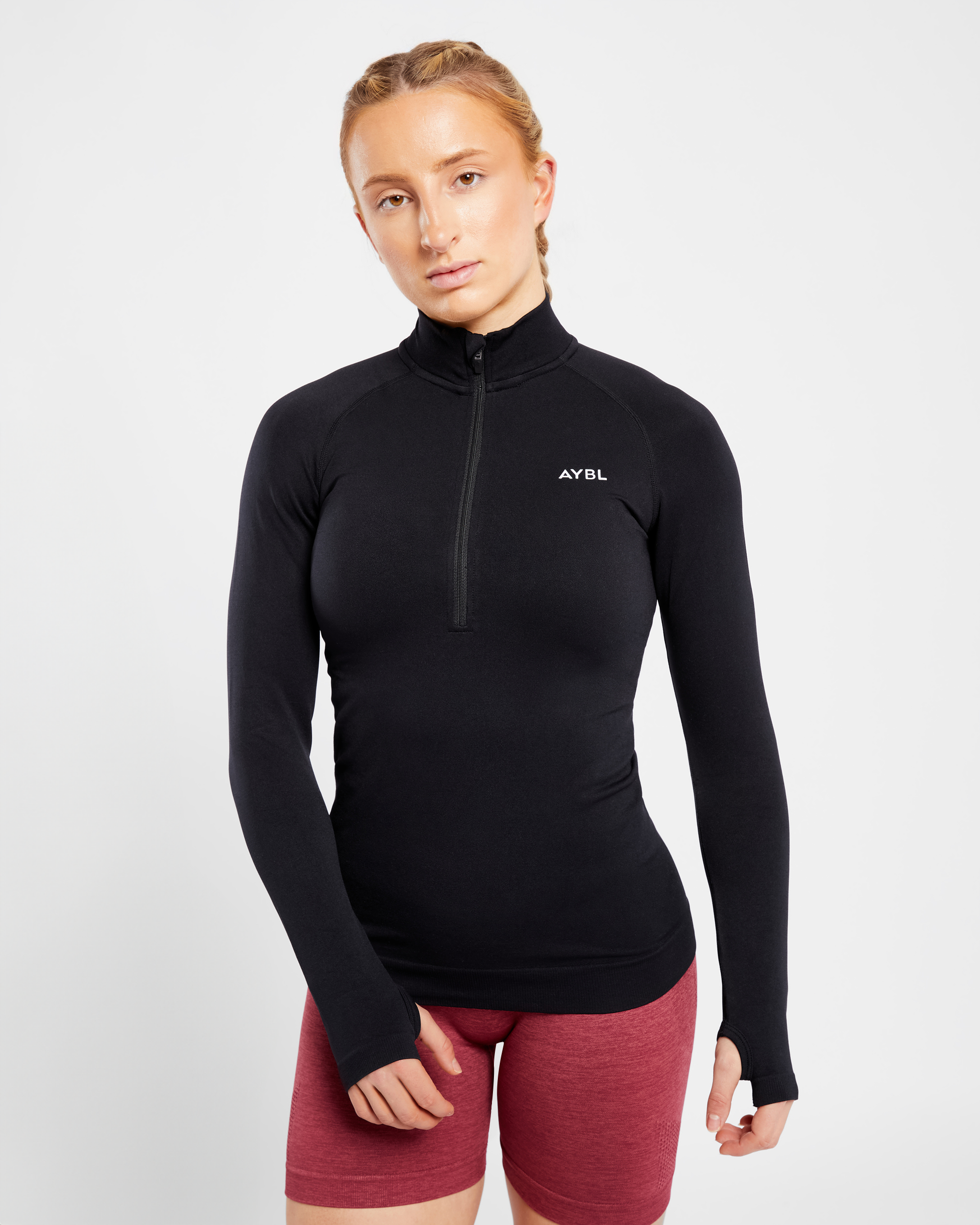 Essential Seamless 1/2 Zip Pullover - Schwarz