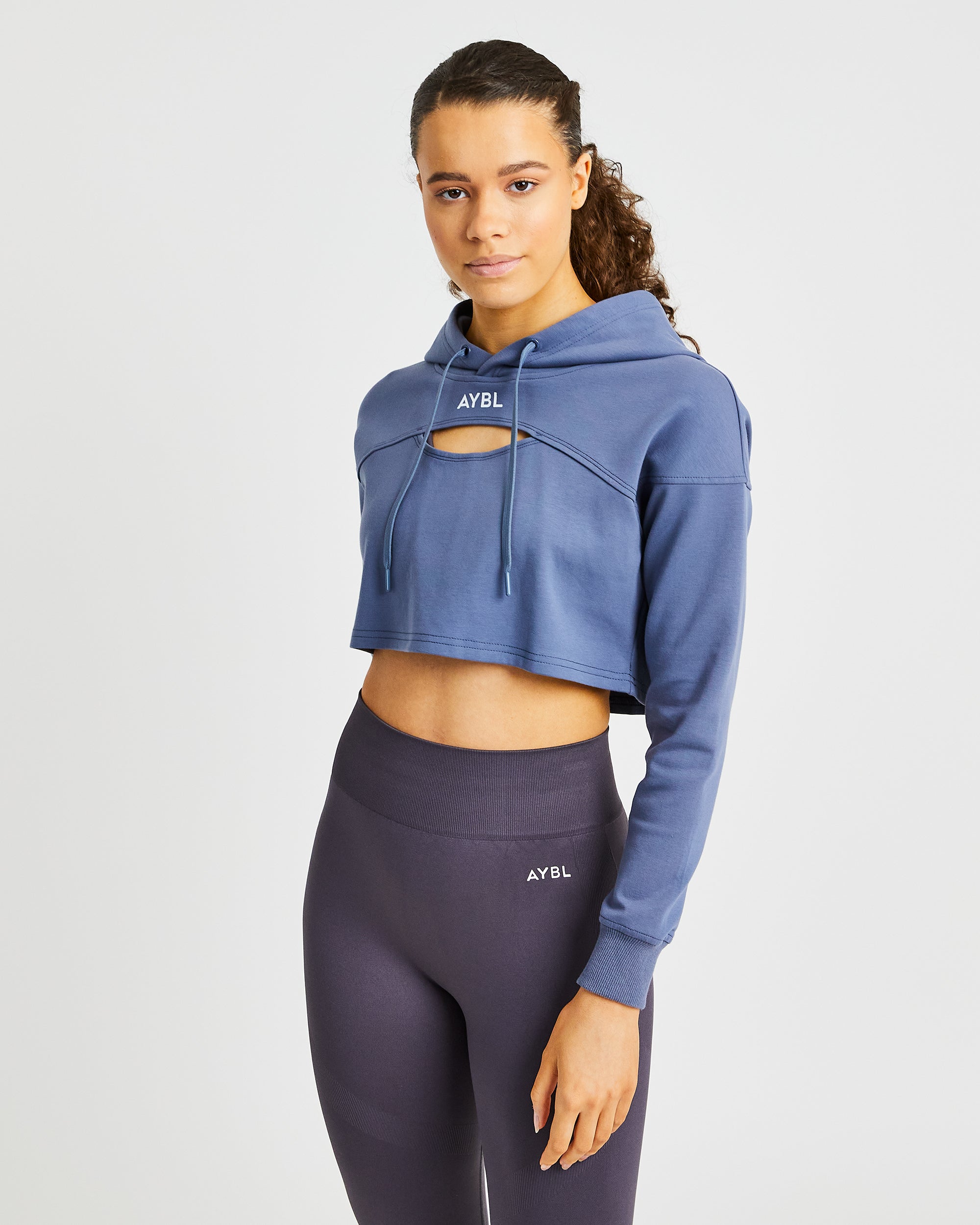 Everyday Cutout Crop Hoodie - Slate Blau