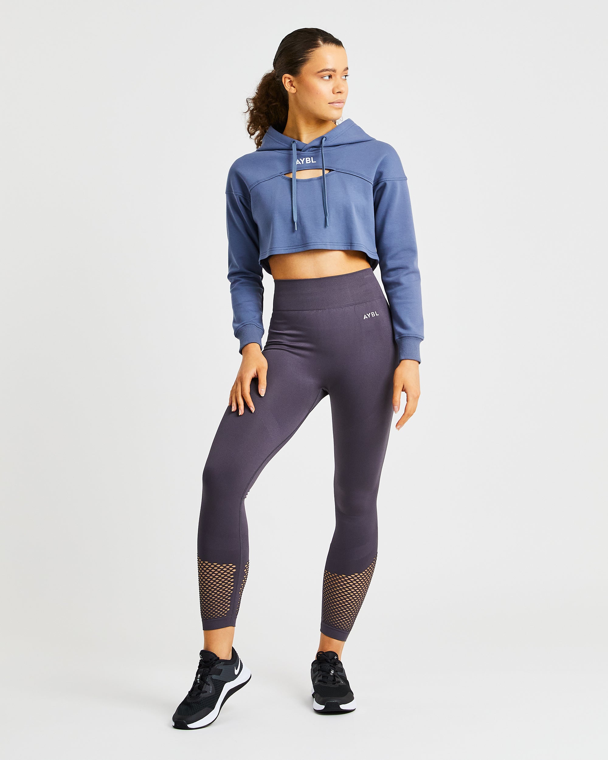 Everyday Cutout Crop Hoodie - Slate Blau