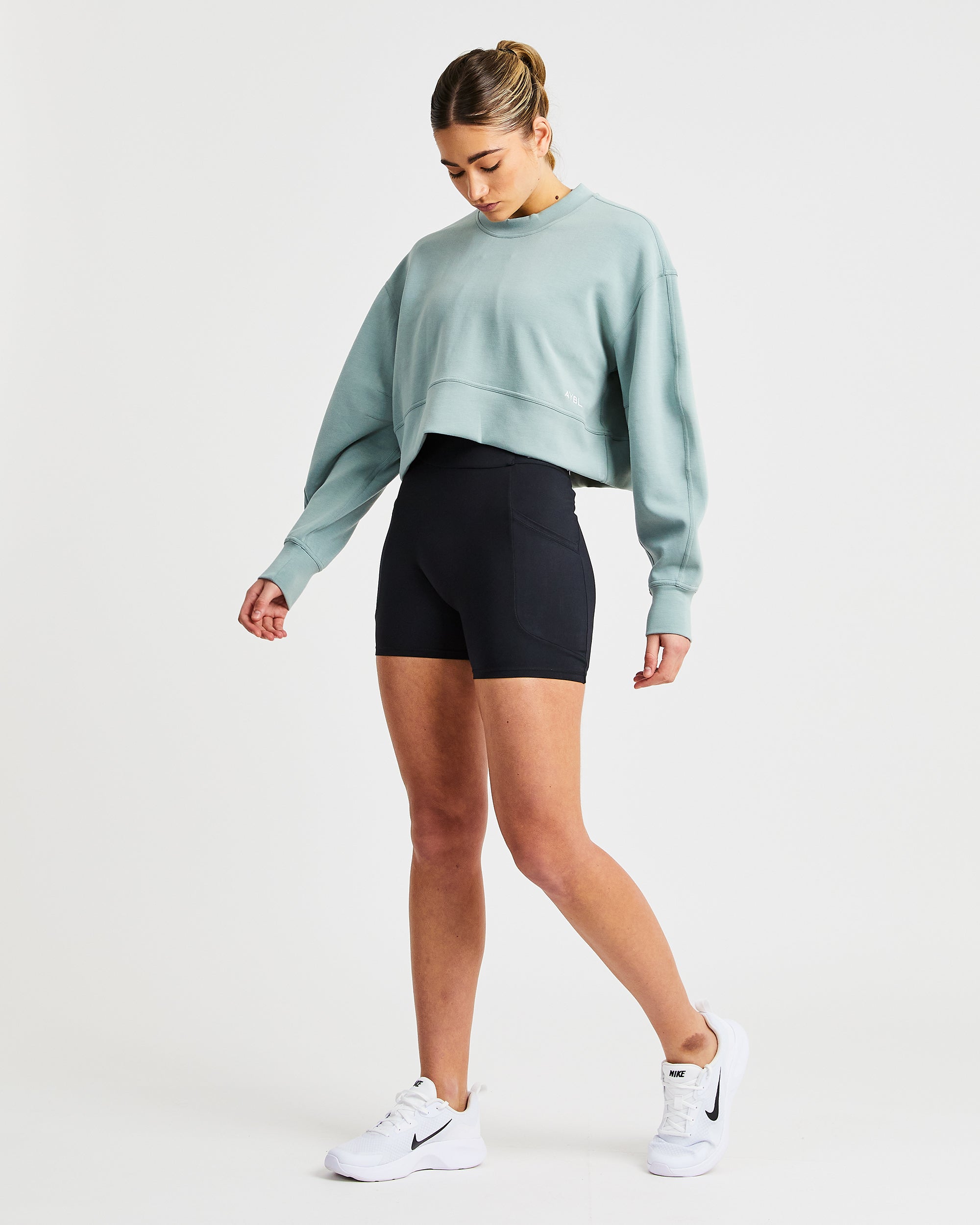 Oversized Crop Jumper - Sage Grün