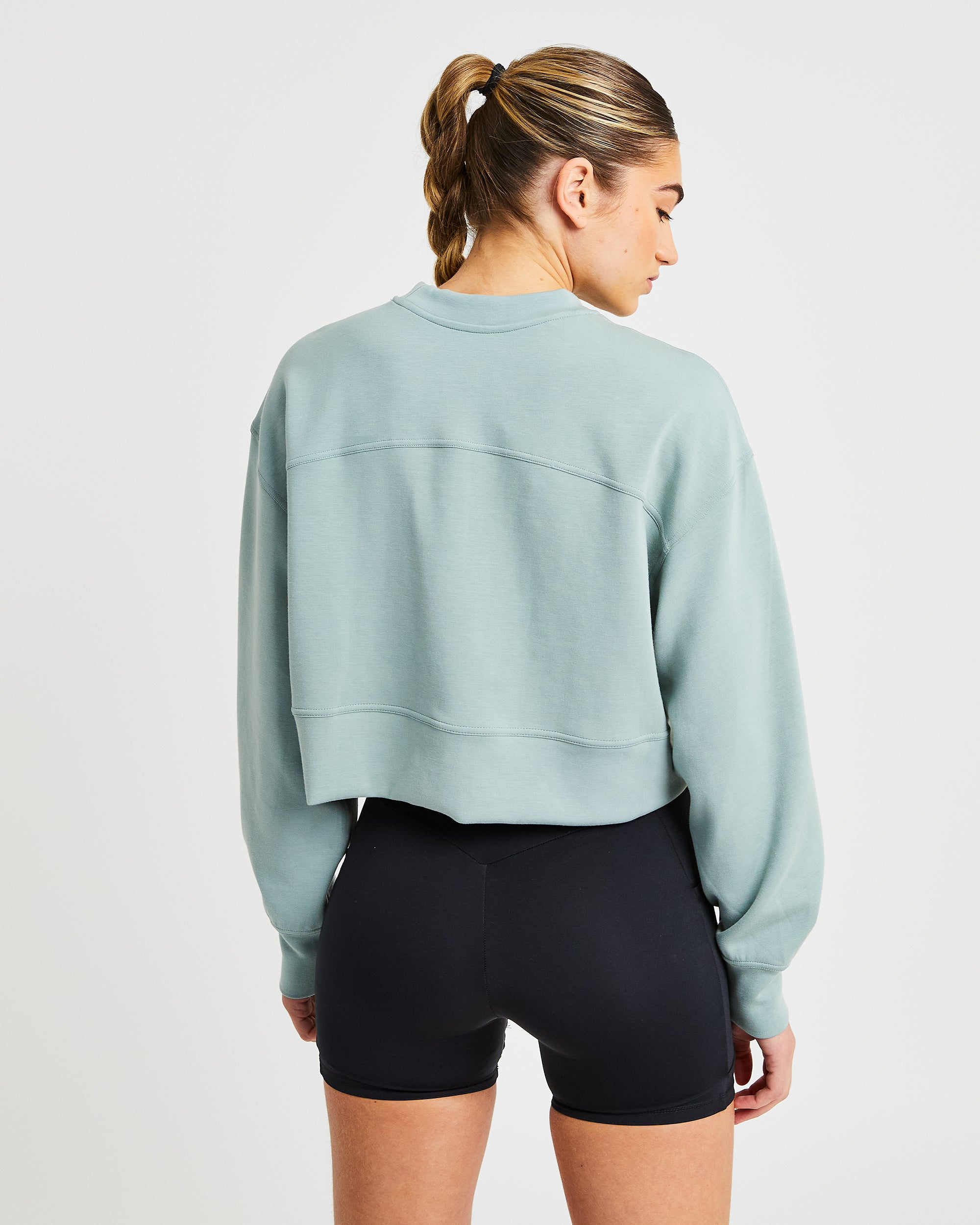 Oversized Crop Jumper - Sage Grün