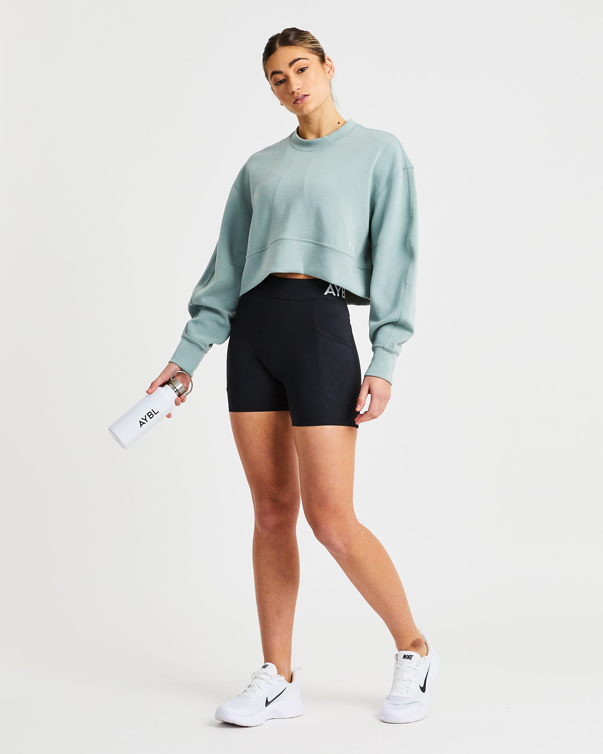 Oversized Crop Jumper - Sage Grün