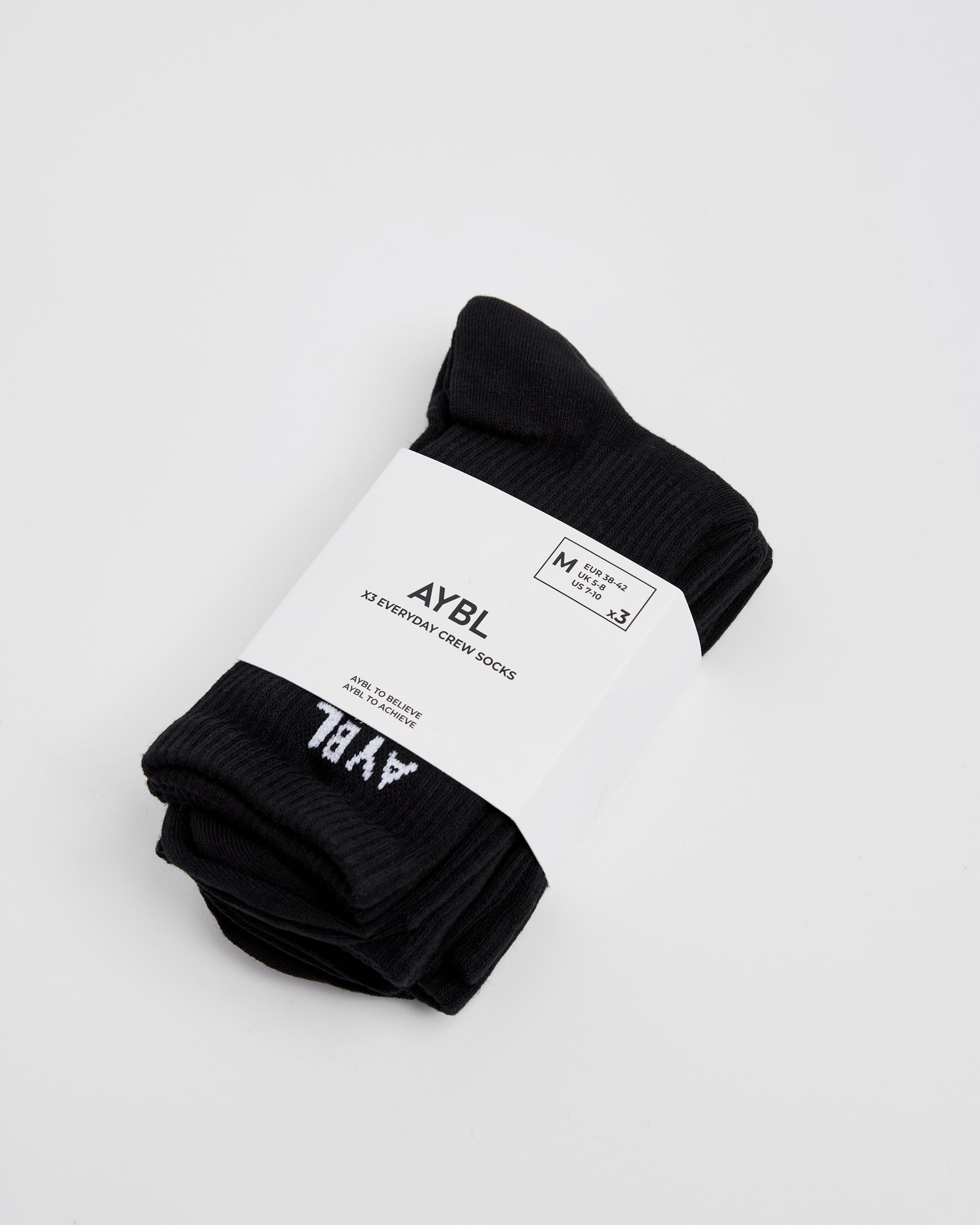 Everyday Crew Socks (3 Pack) - Schwarz