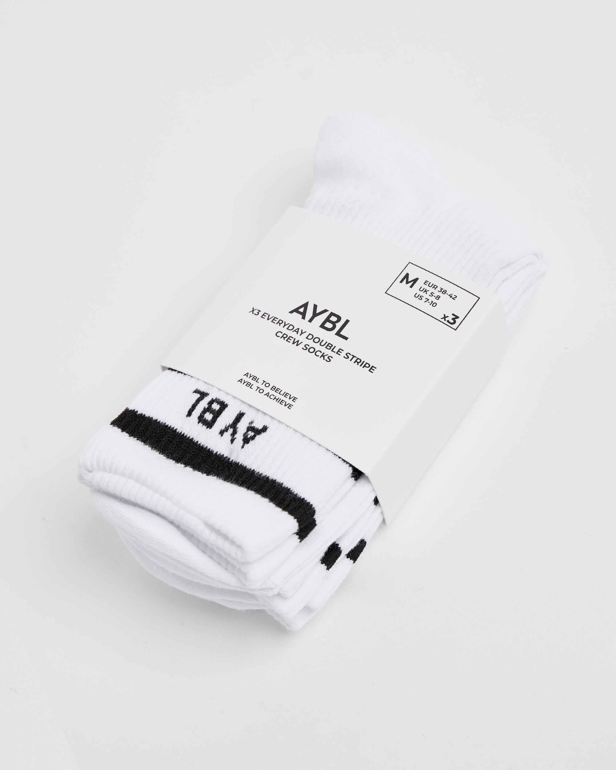 Everyday Double Stripe Crew Socks (3 Pack) - Weiß