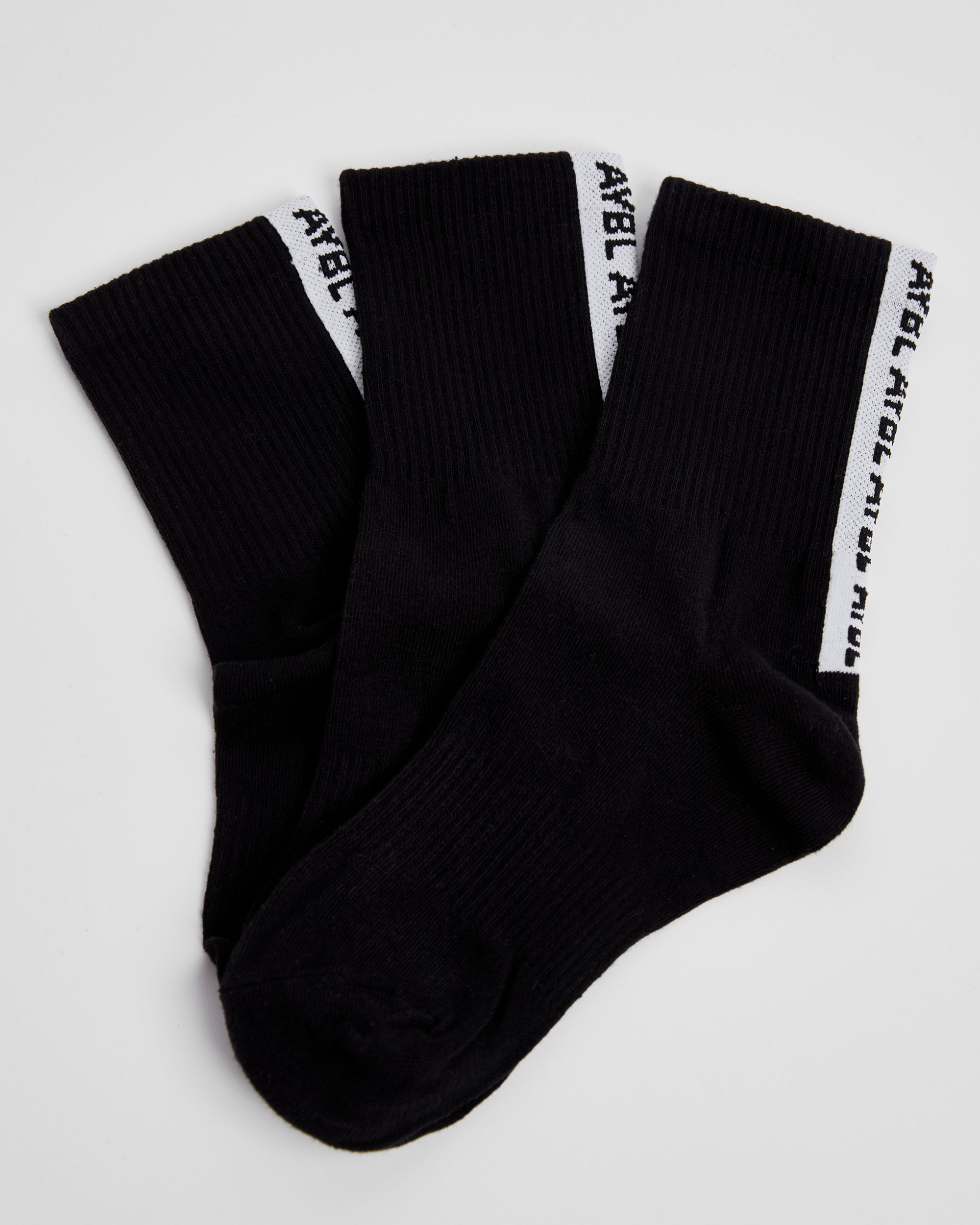 Everyday Back Stripe Crew Socks (3 Pack) - Schwarz