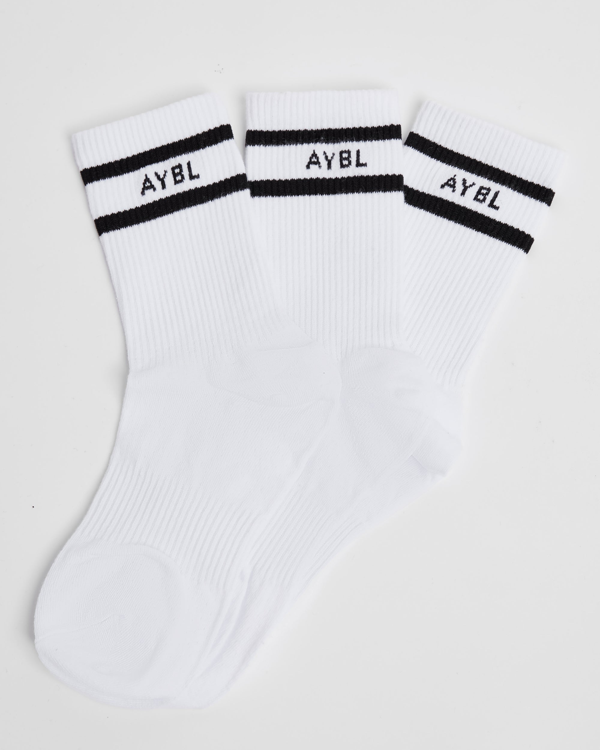 Everyday Double Stripe Crew Socks (3 Pack) - Weiß