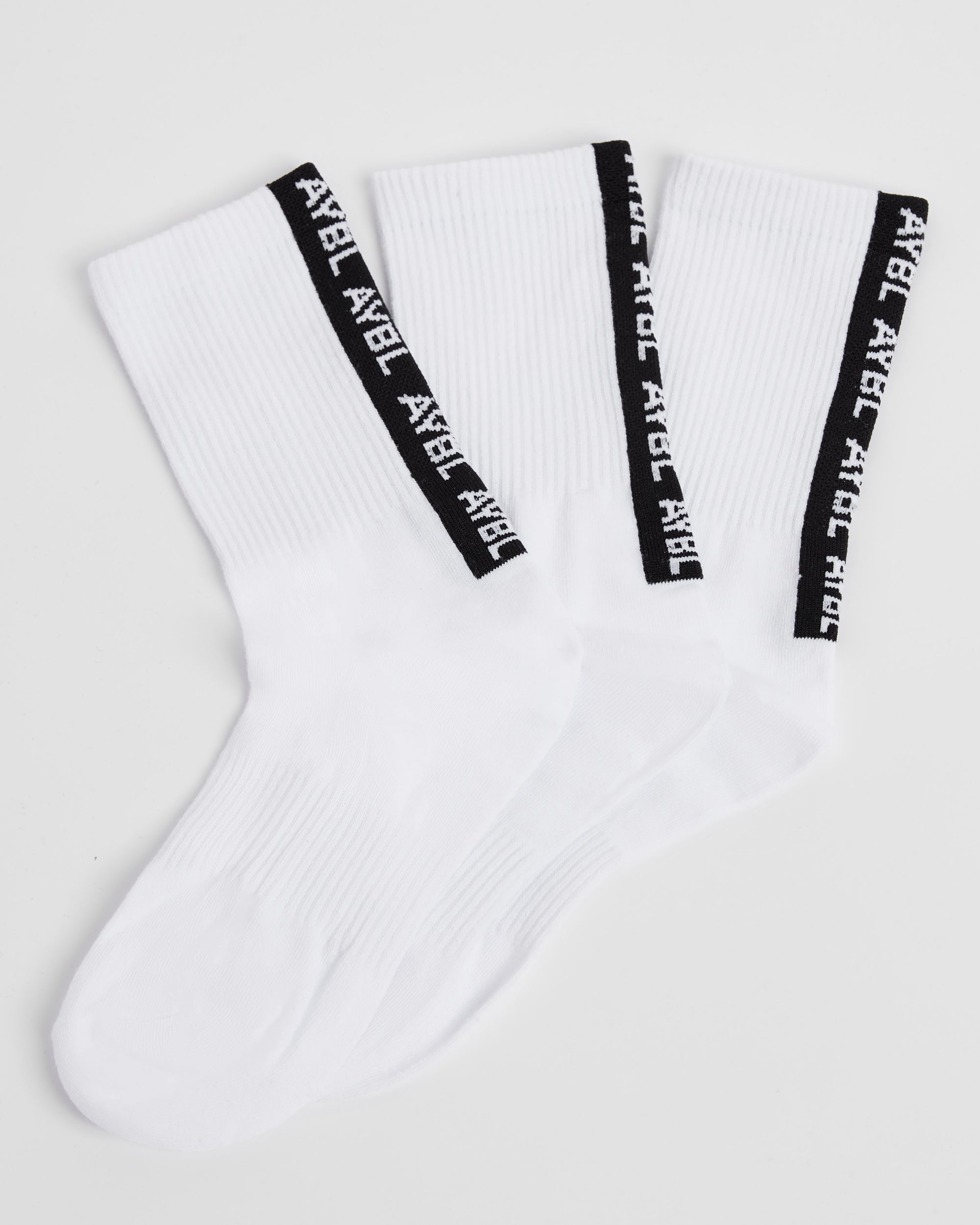 Everyday Back Stripe Crew Socks (3 Pack) - Weiß