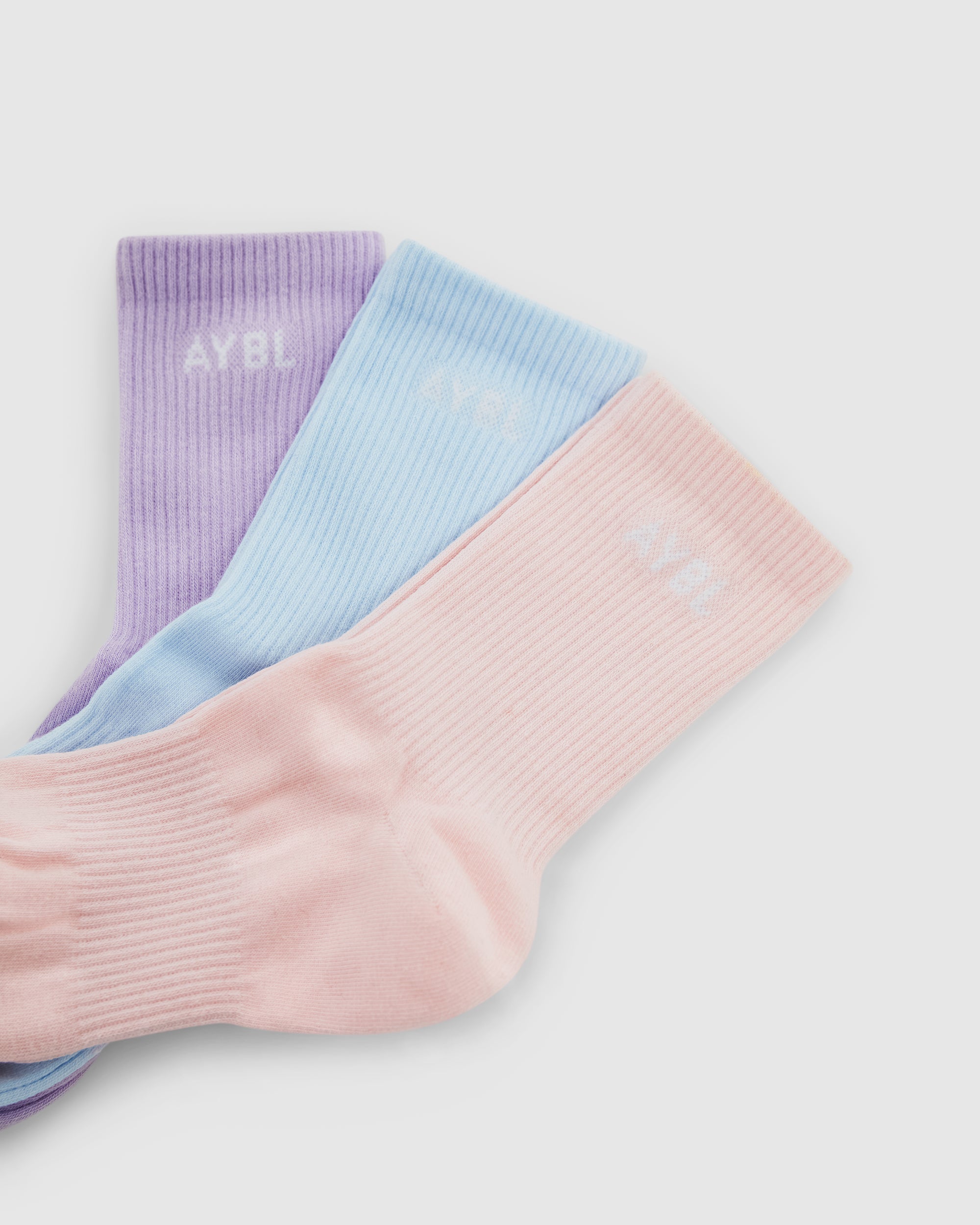 Everyday Crew Socks (3 Pack) - Blue/Purple/Pink