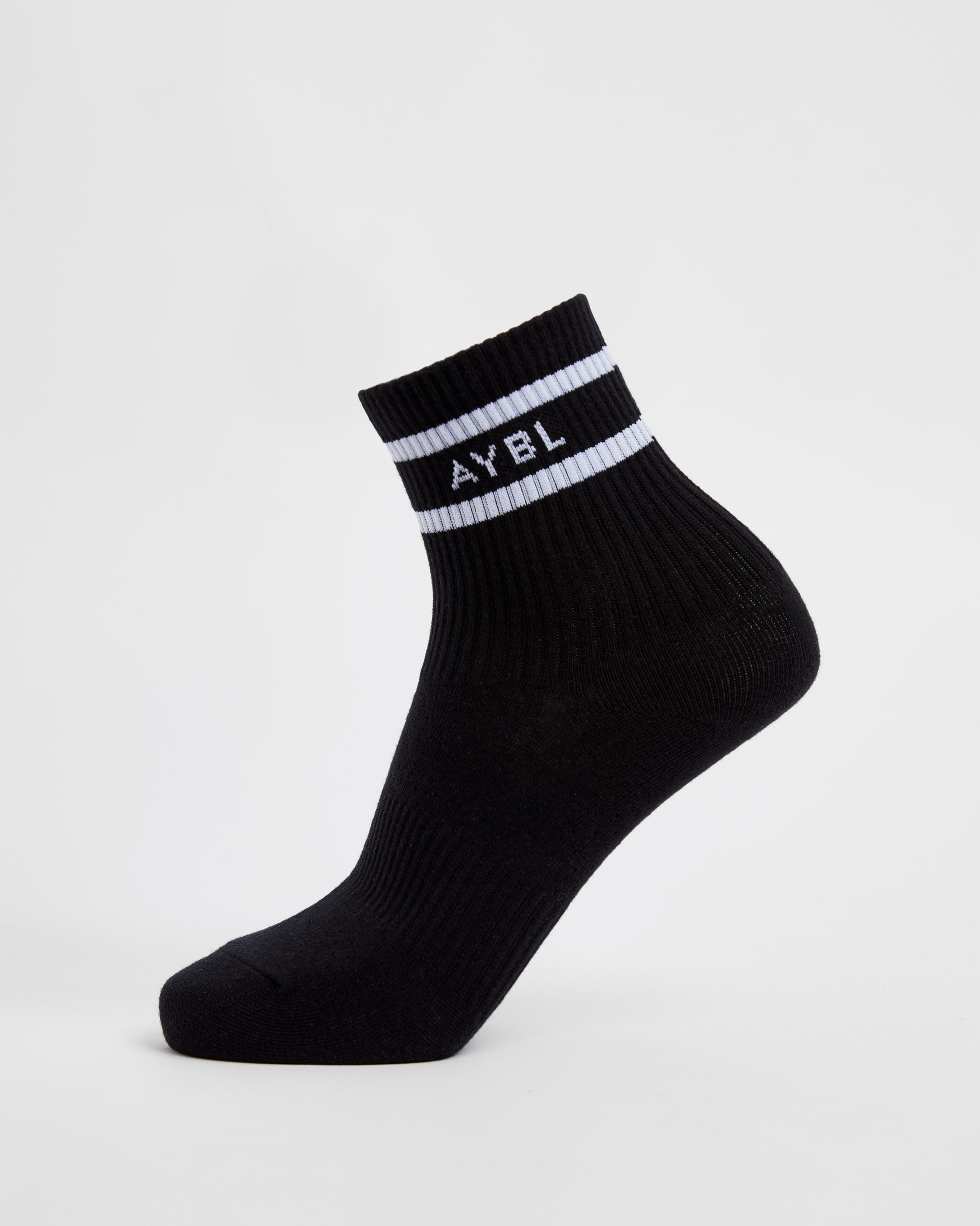 Everyday Double Stripe Crew Socks (3 Pack) - Schwarz