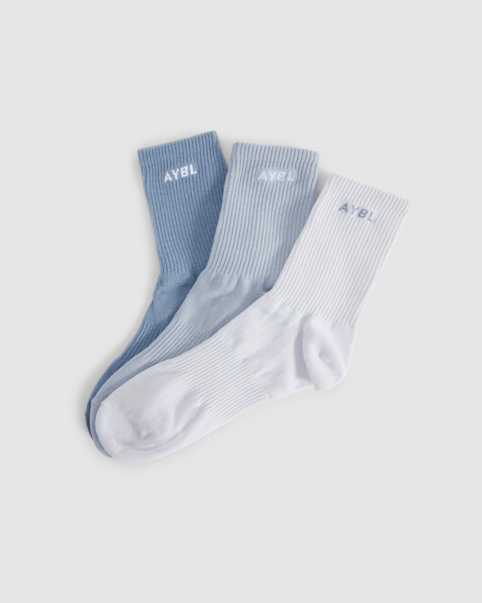 Everyday Crew Socks (3 Pack) - Slate Blau/Light Blau/Weiß