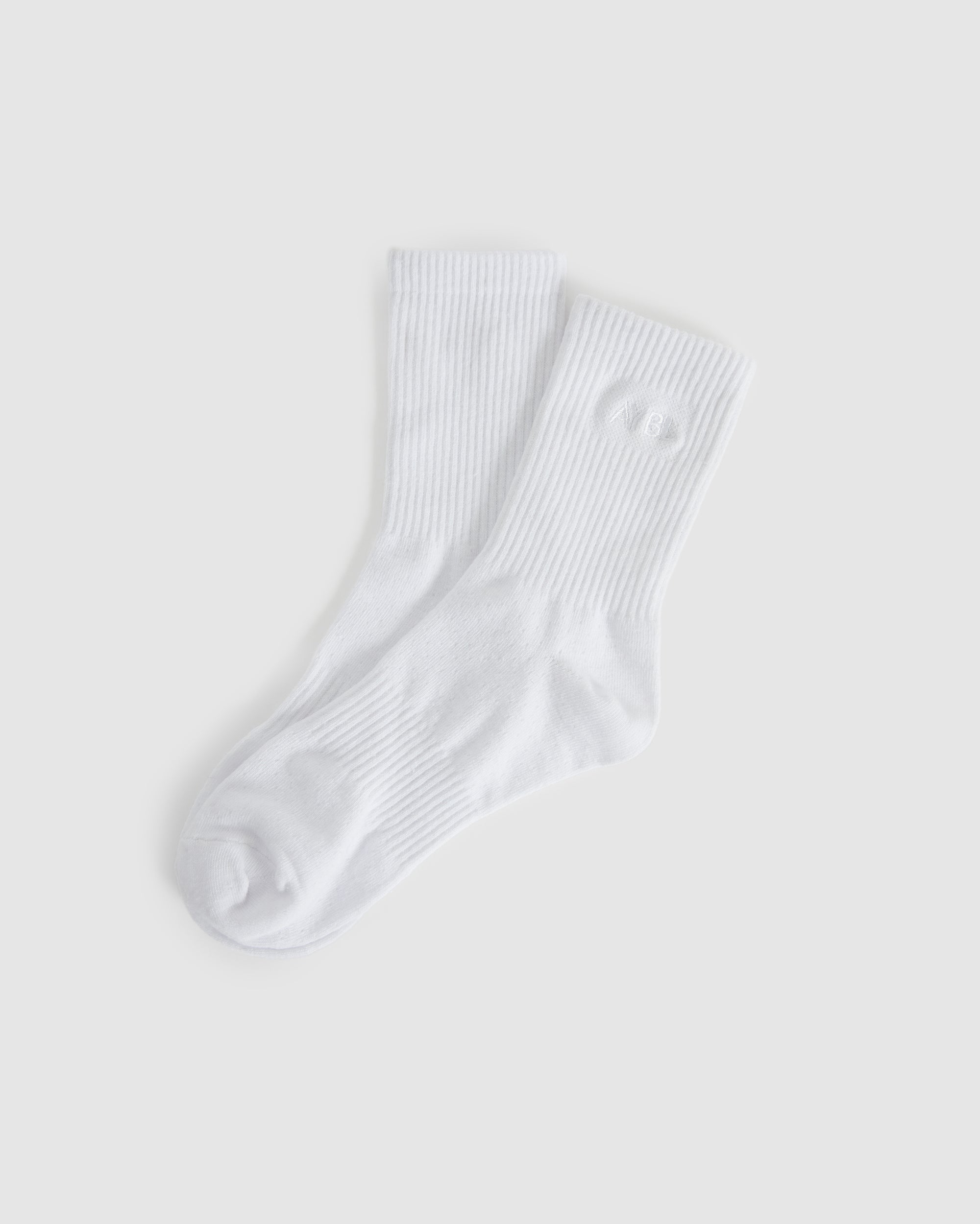 Tonal Embroidered Crew Socks - Weiß