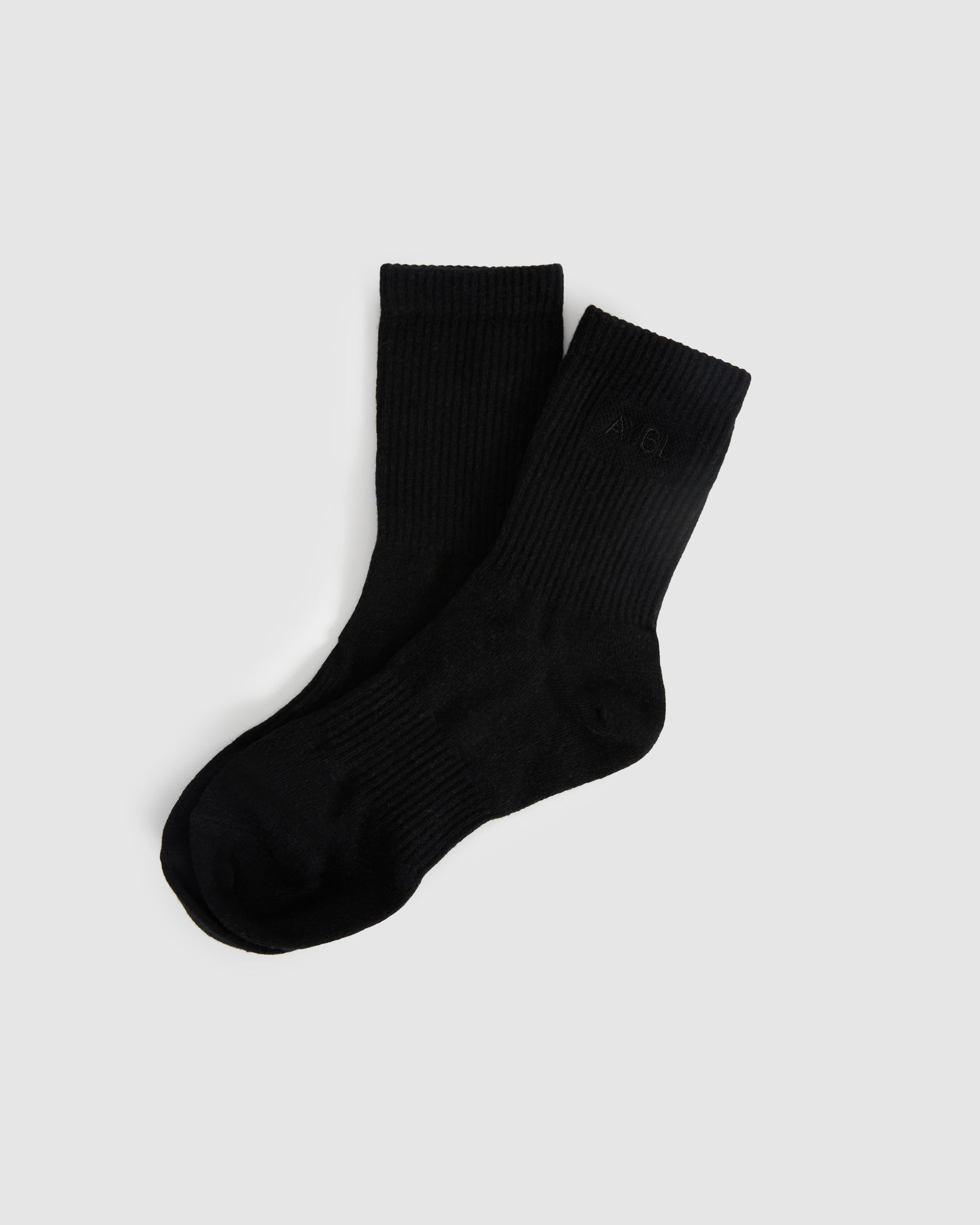 Tonal Embroidered Crew Socks - Schwarz