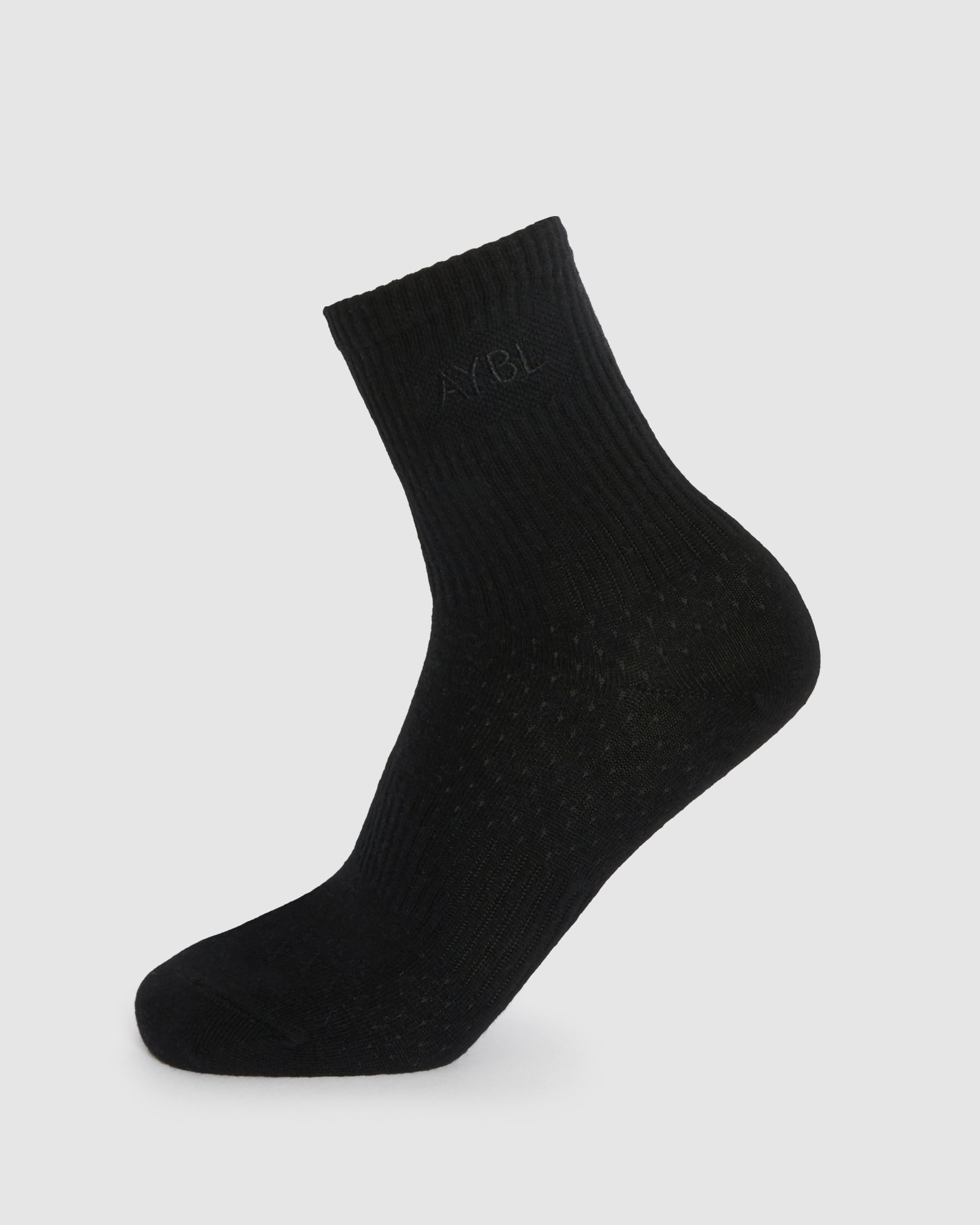 Tonal Embroidered Crew Socks - Schwarz