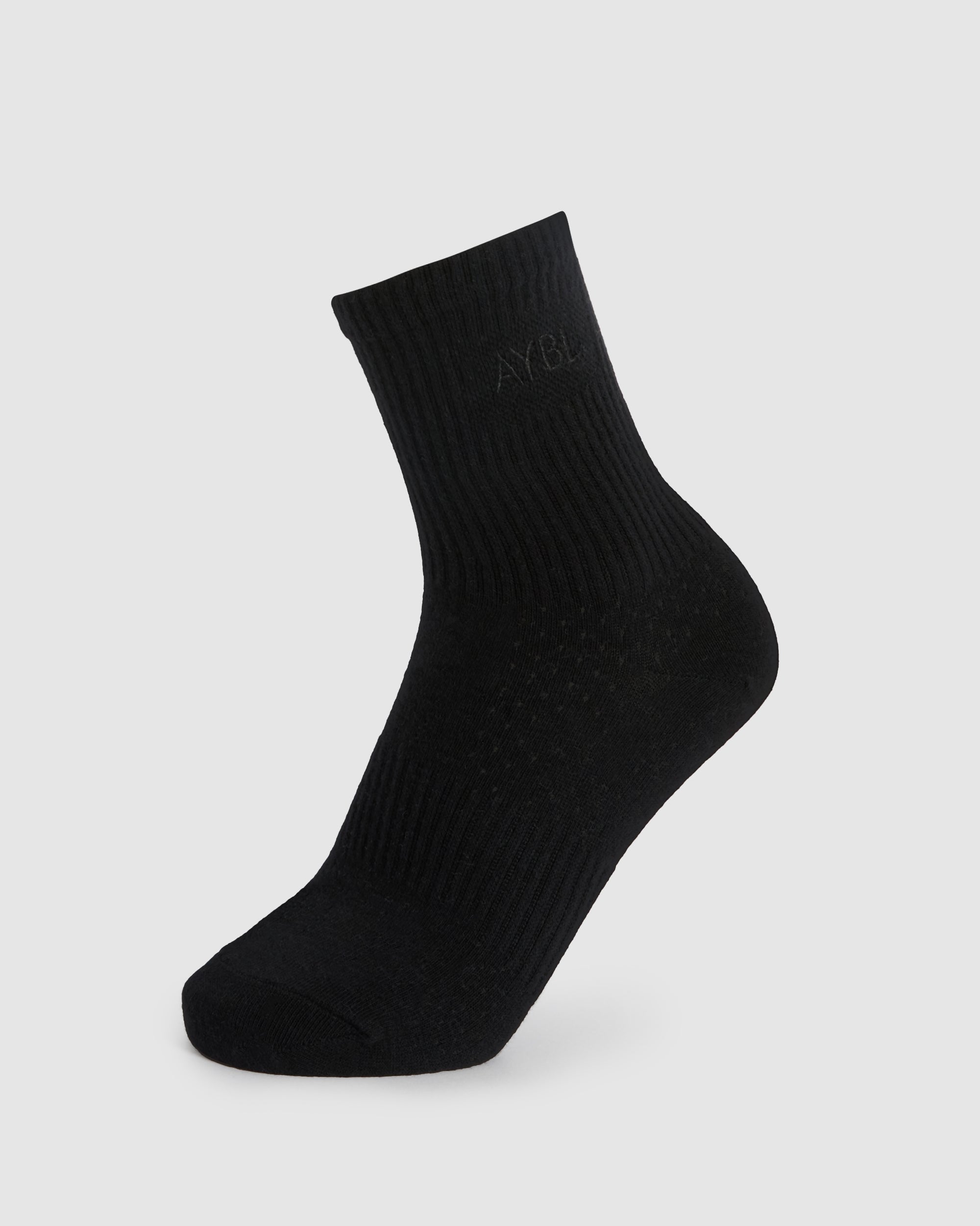 Tonal Embroidered Crew Socks - Schwarz