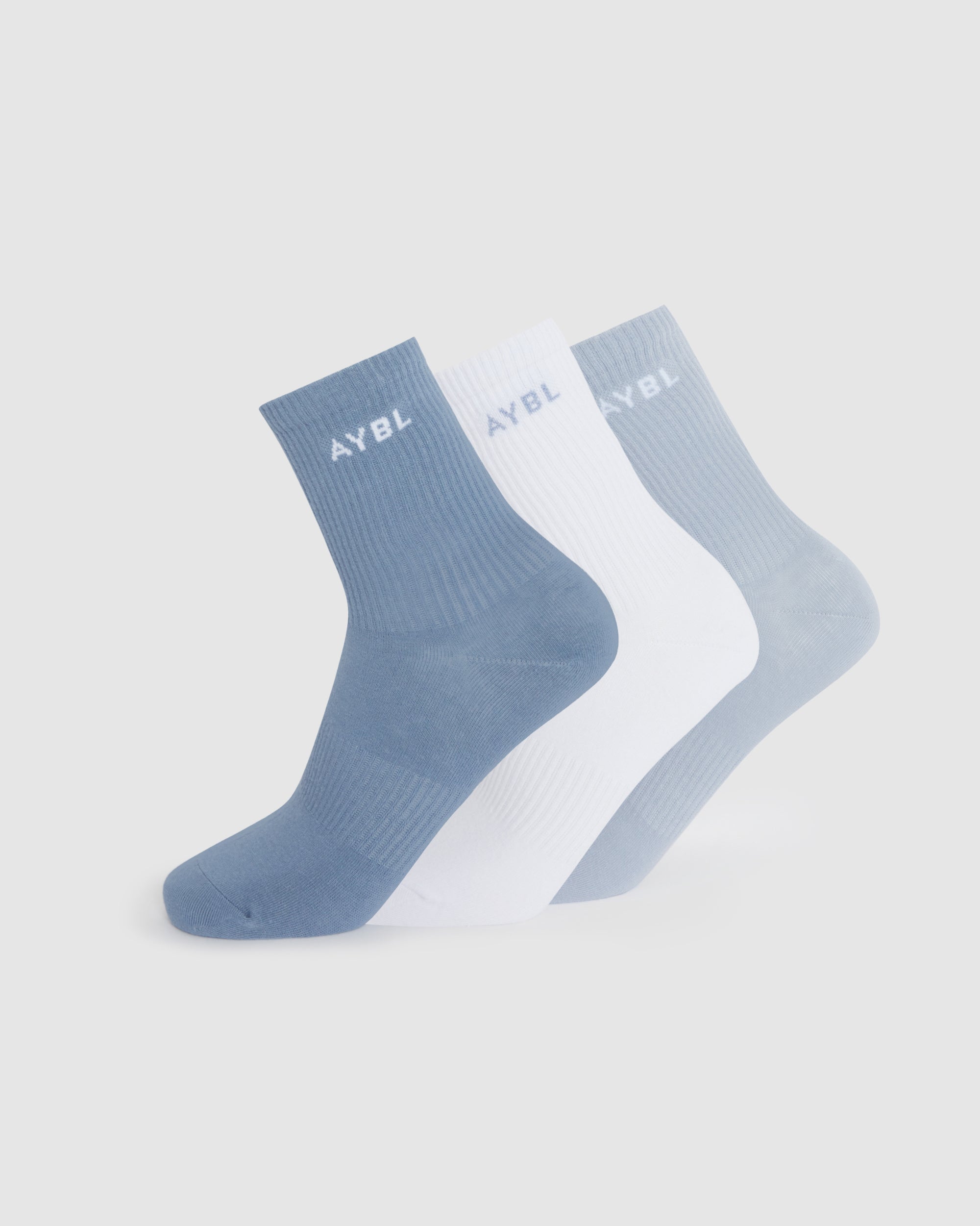 Everyday Crew Socks (3 Pack) - Slate Blau/Light Blau/Weiß