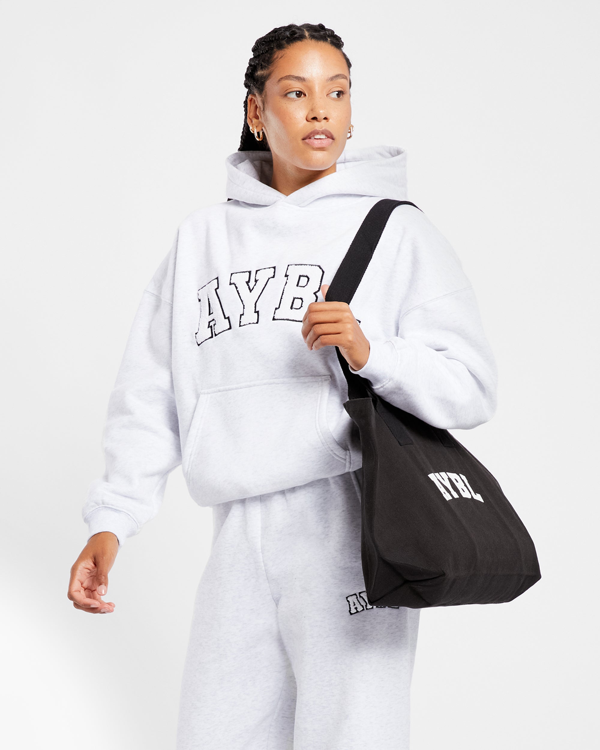 Varsity Oversized Hoodie - Heather Grau