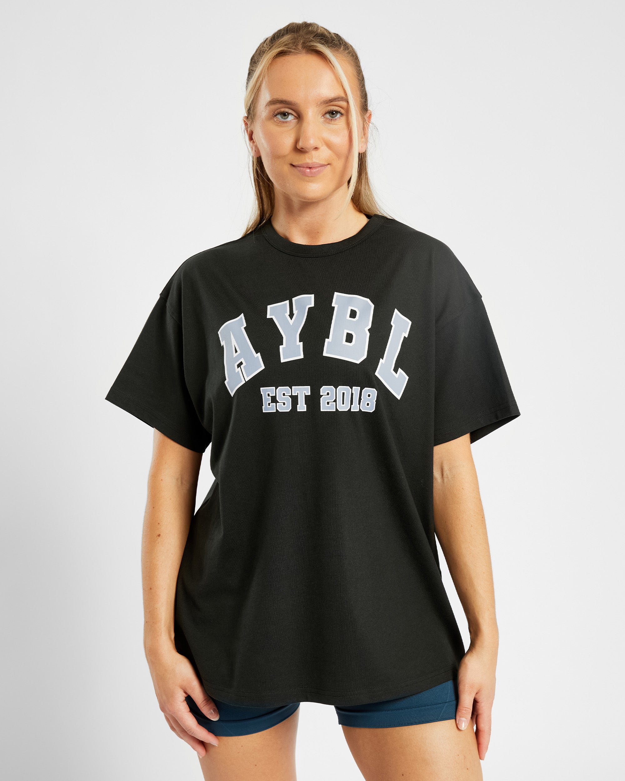 Varsity Oversized T Shirt - Schwarz/Blau