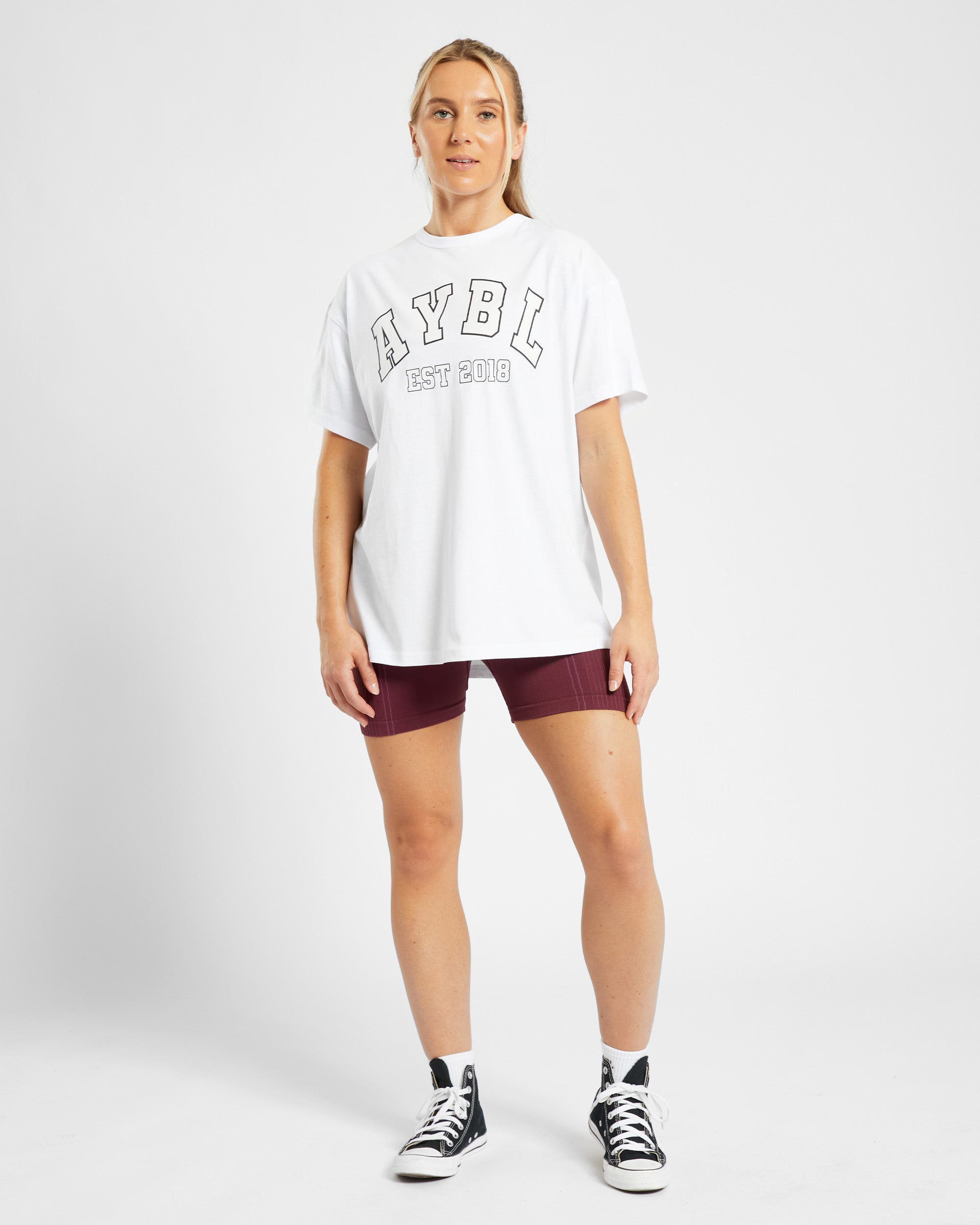 Varsity Oversized T Shirt - Weiß
