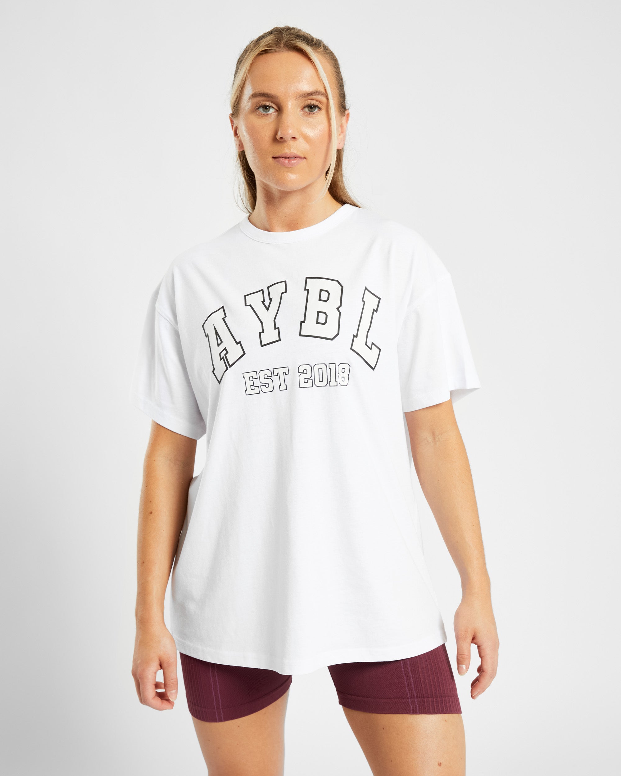 Varsity Oversized T Shirt - Weiß