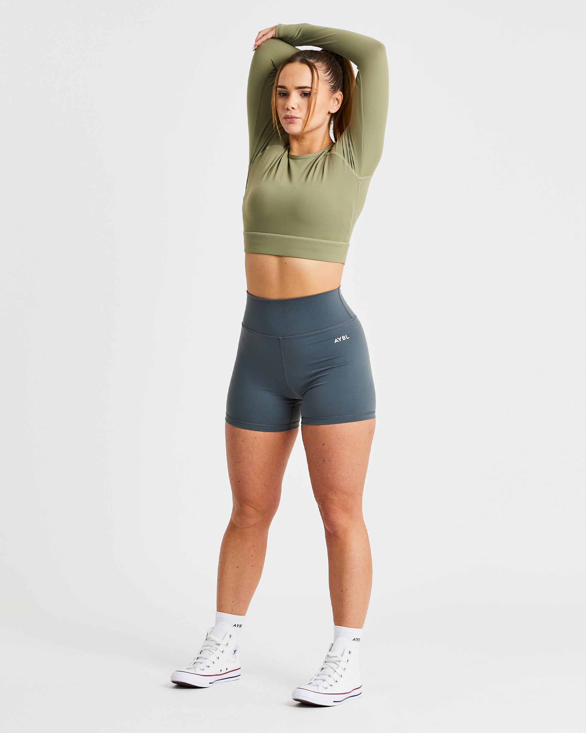 Core Long Sleeve Crop Top - Olive