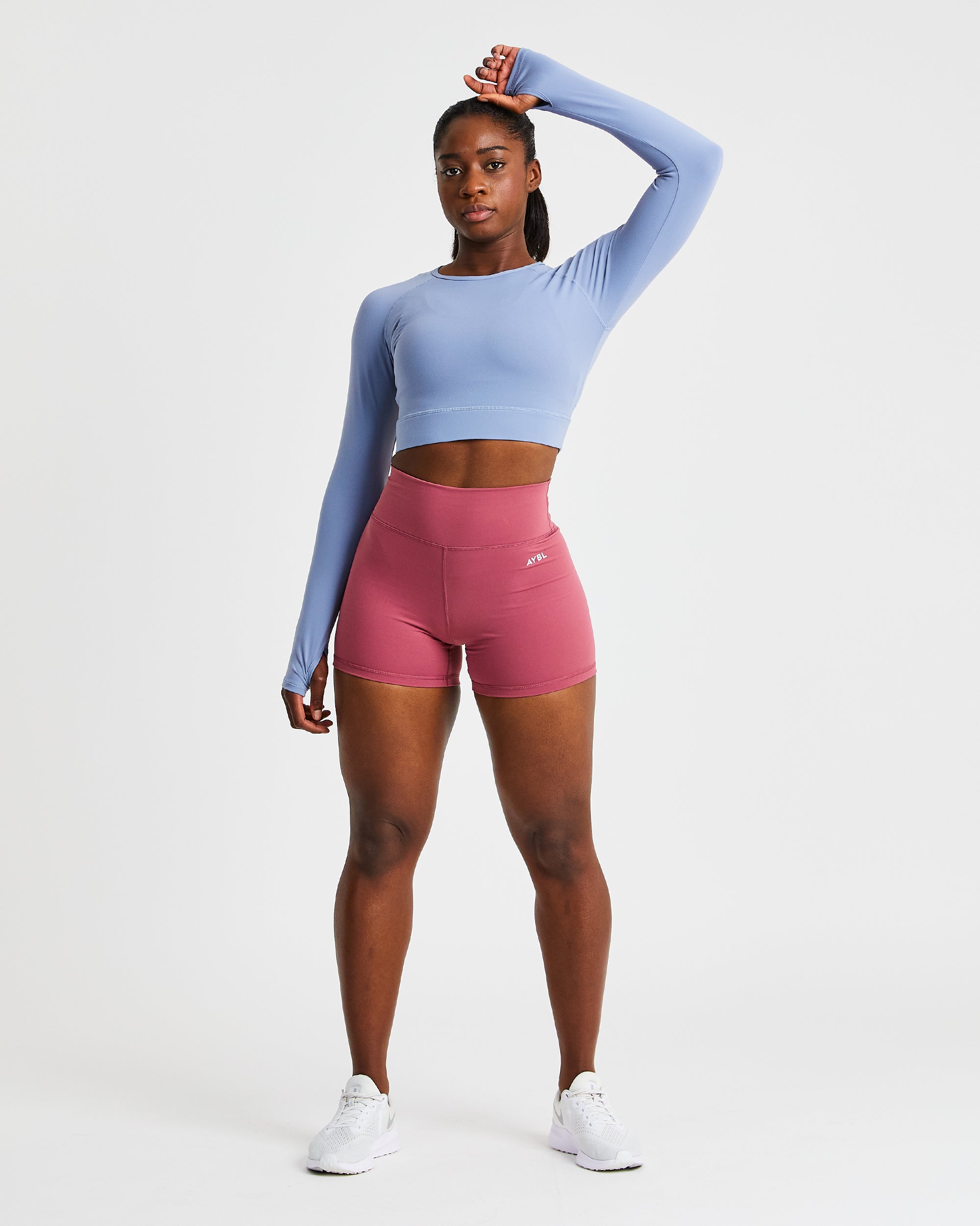 Core Long Sleeve Crop Top - Steel Blau