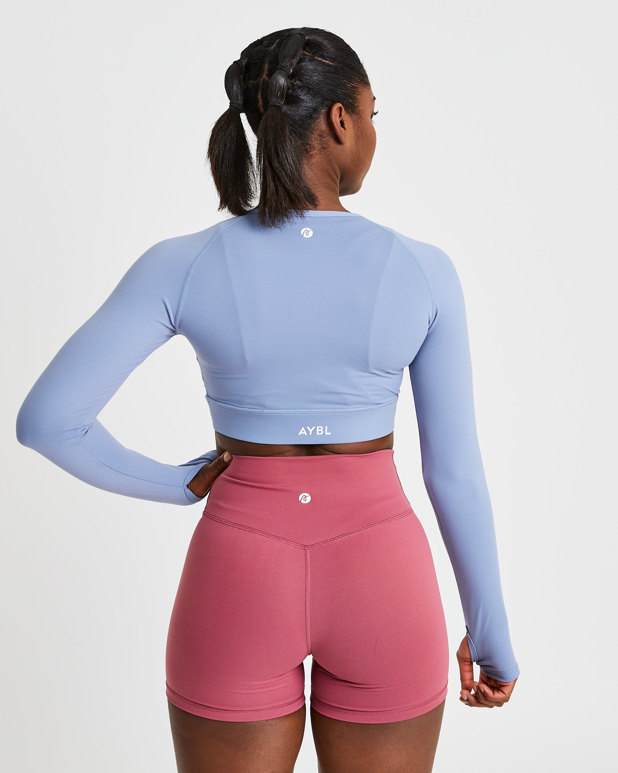 Core Long Sleeve Crop Top - Steel Blau