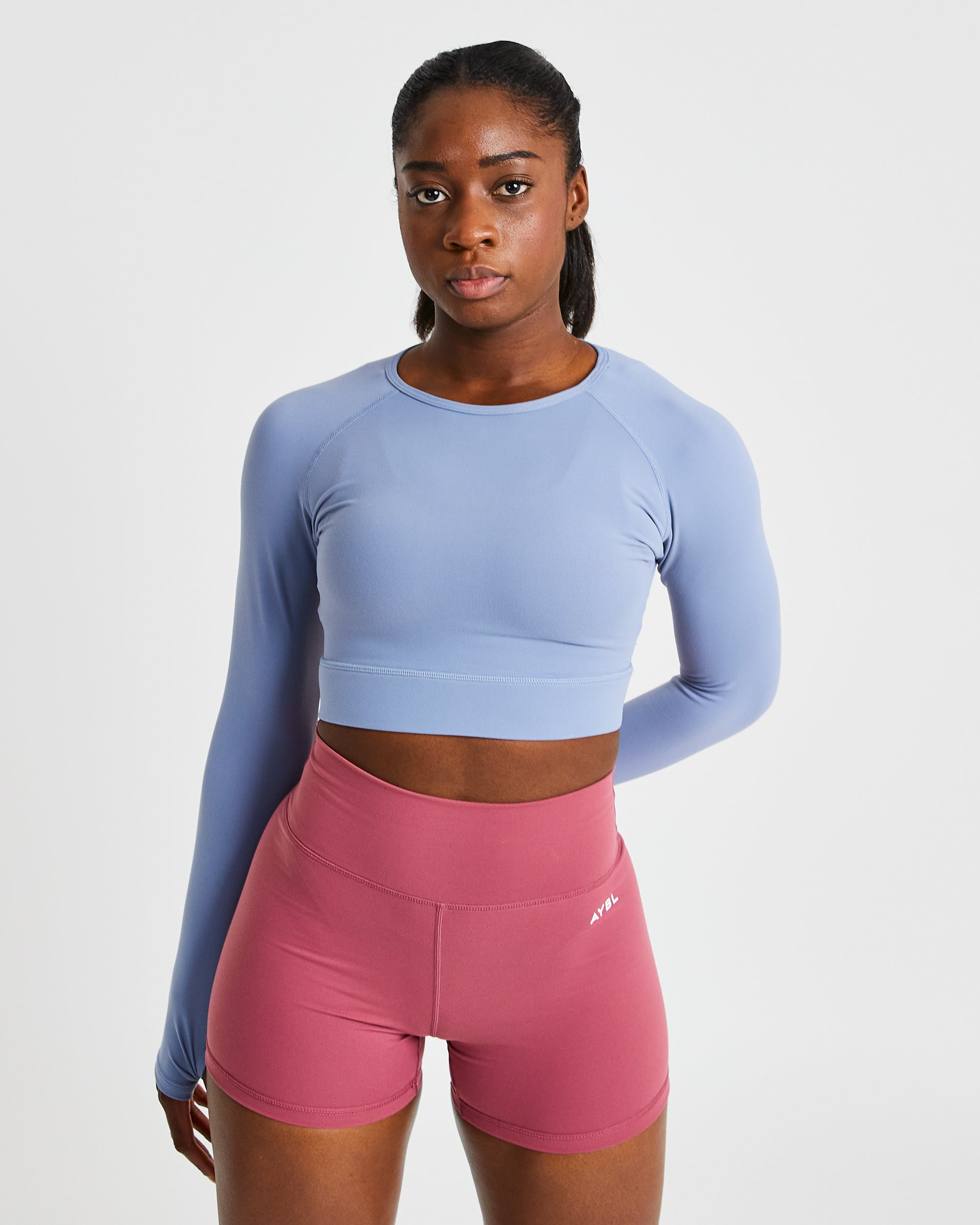 Core Long Sleeve Crop Top - Steel Blau