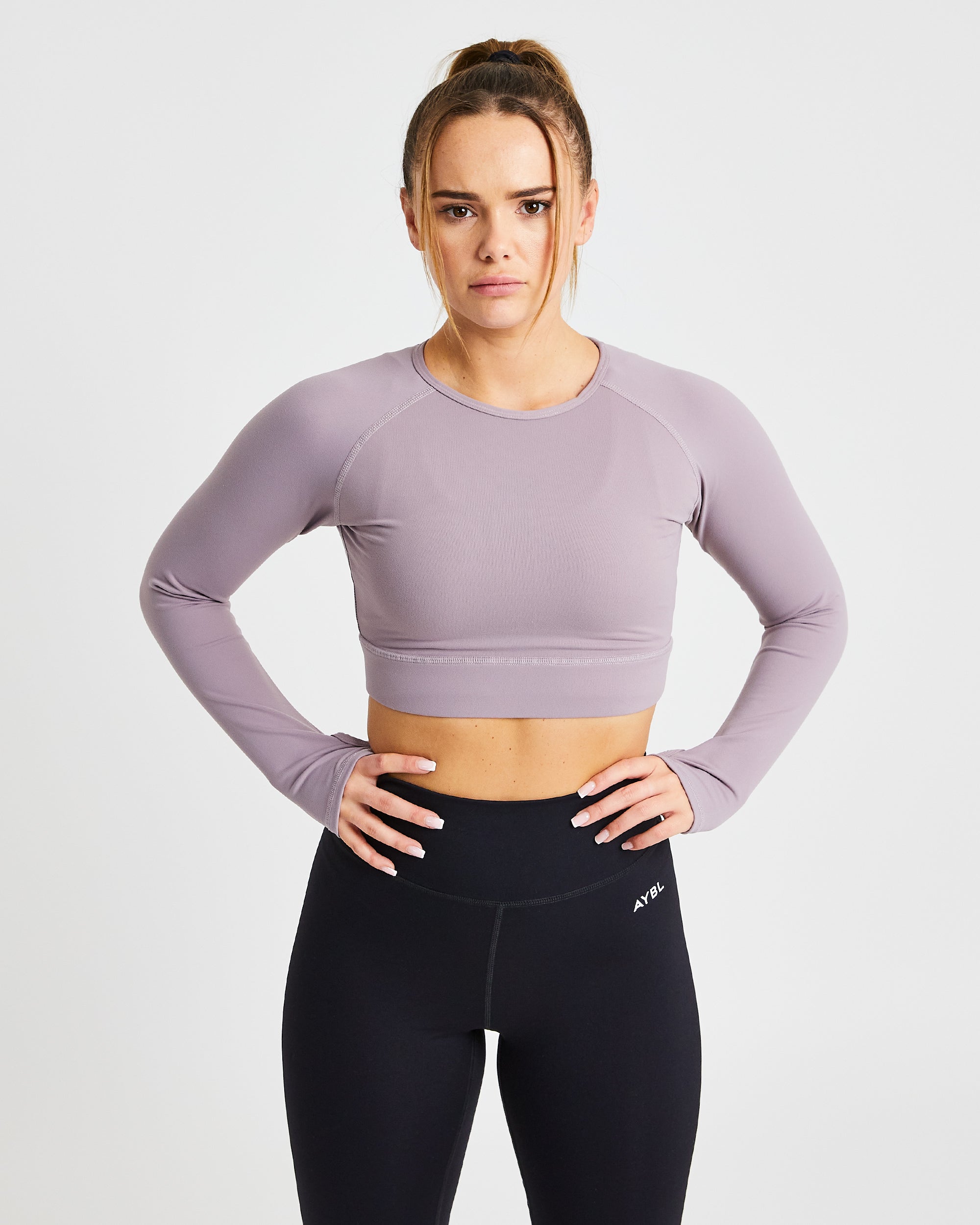 Core Long Sleeve Crop Top - Lavender