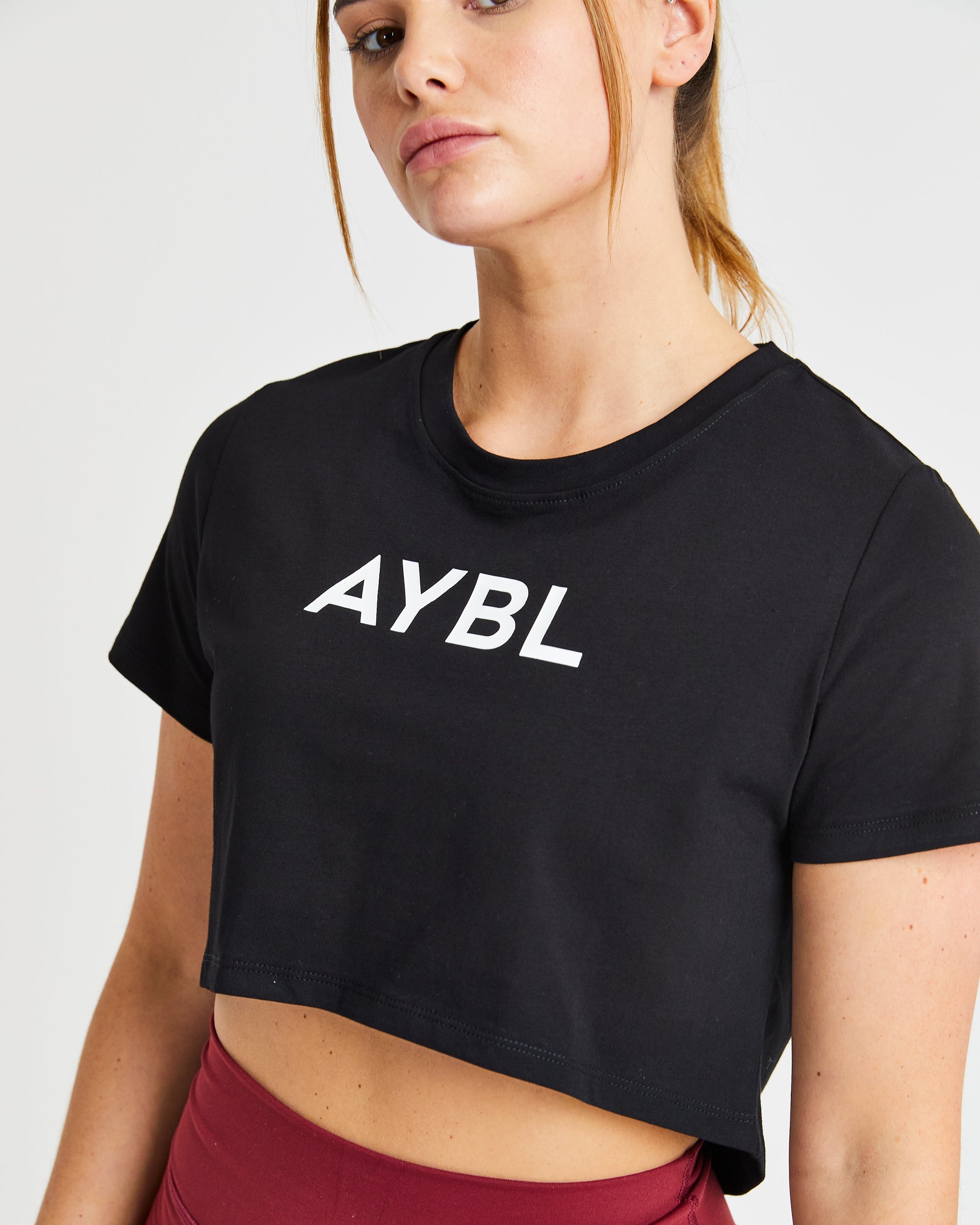 Crop T Shirt - Schwarz