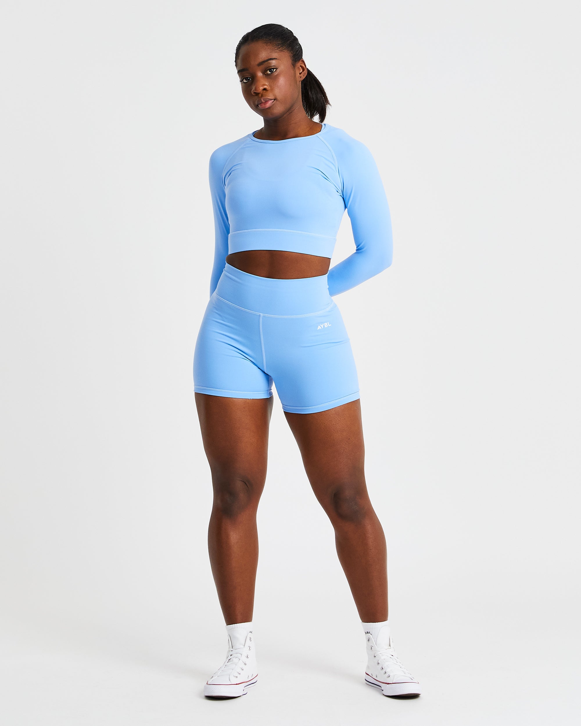 Core Long Sleeve Crop Top - Placid Blau