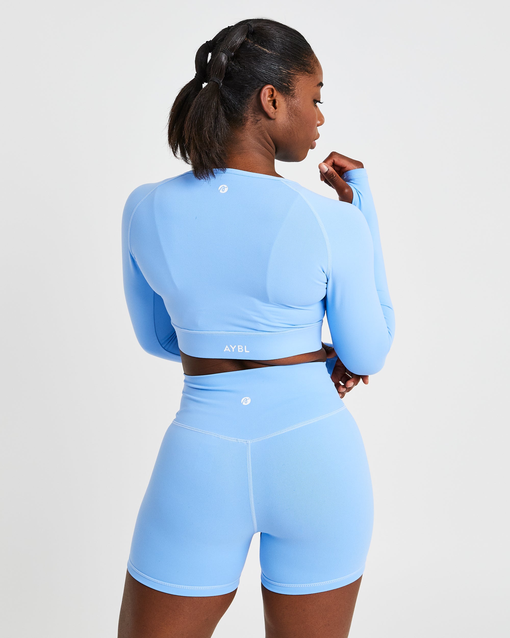 Core Long Sleeve Crop Top - Placid Blau