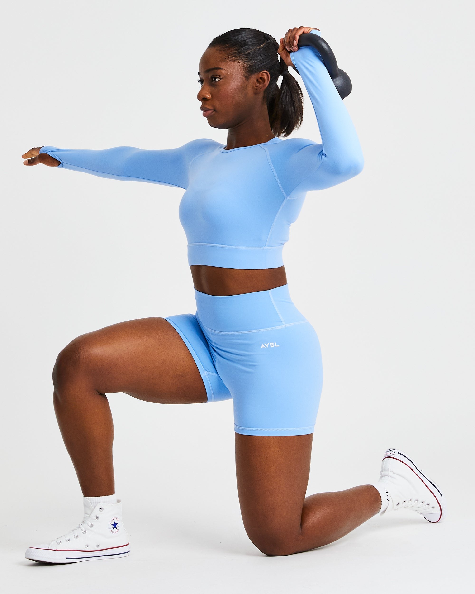 Core Long Sleeve Crop Top - Placid Blau