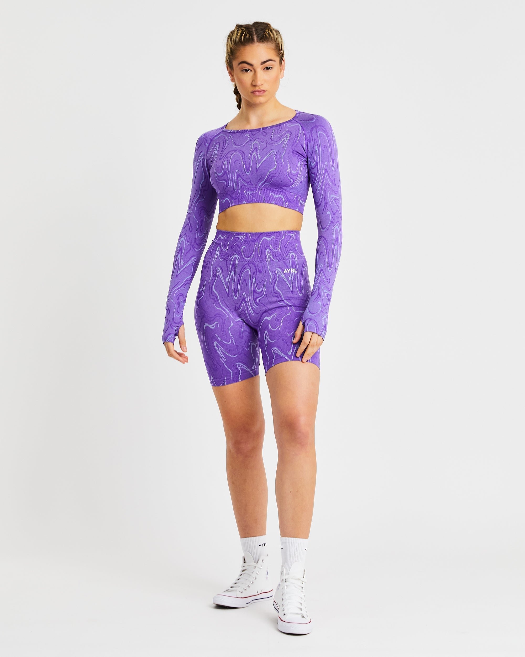 Velocity Seamless Long Sleeve Crop Top - Lila