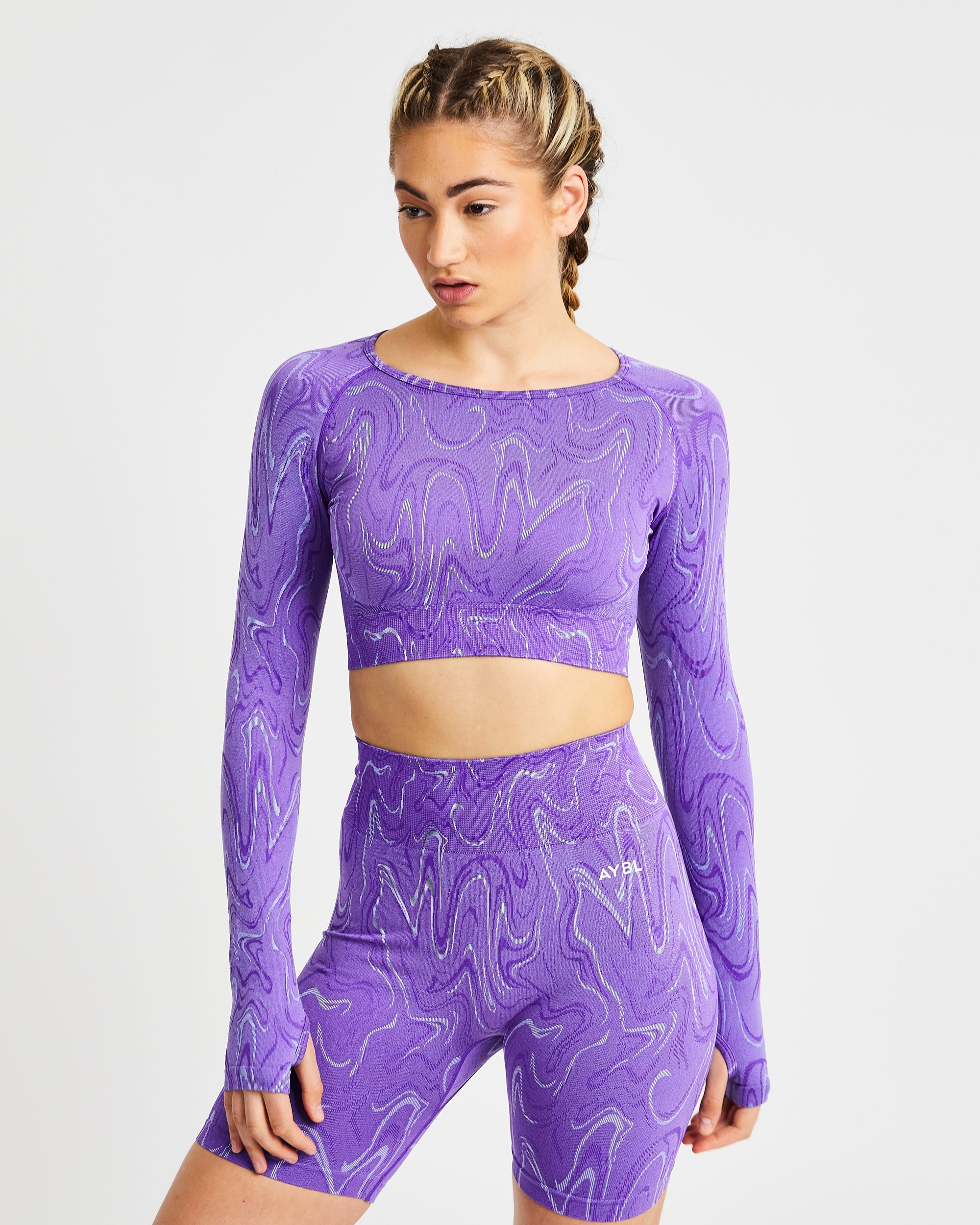 Velocity Seamless Long Sleeve Crop Top - Lila