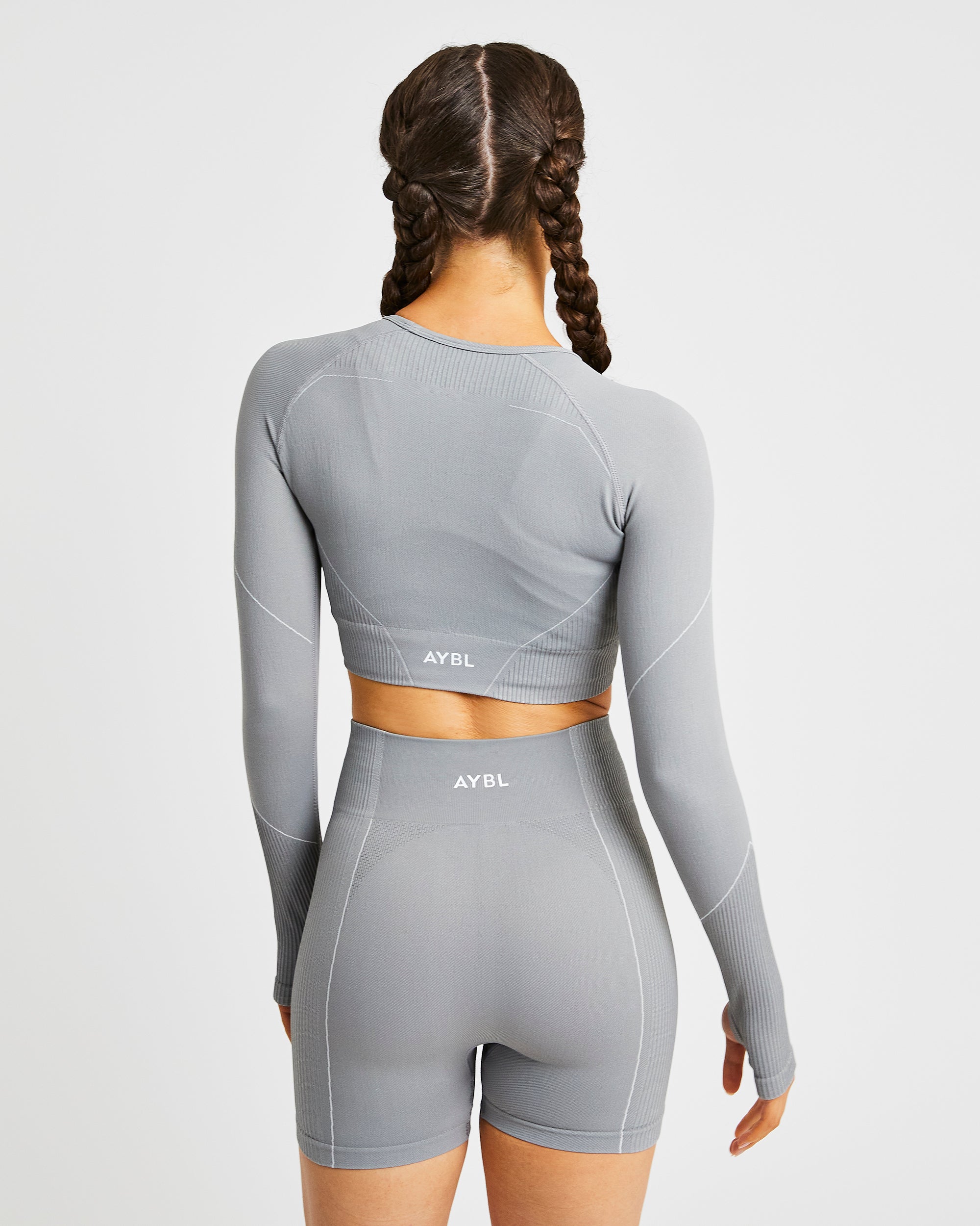 Reflex Seamless Long Sleeve Crop Top - Grau