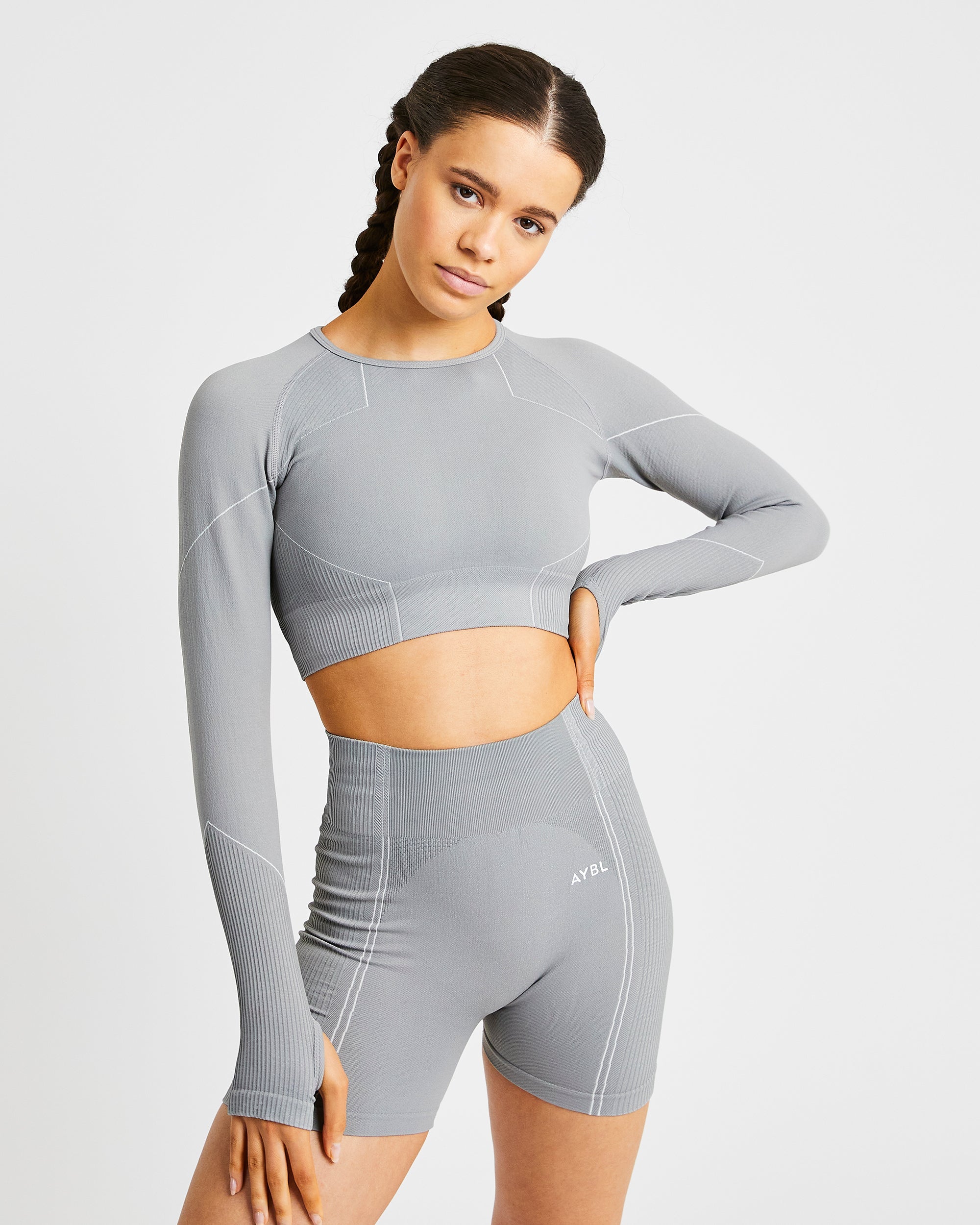 Reflex Seamless Long Sleeve Crop Top - Grau