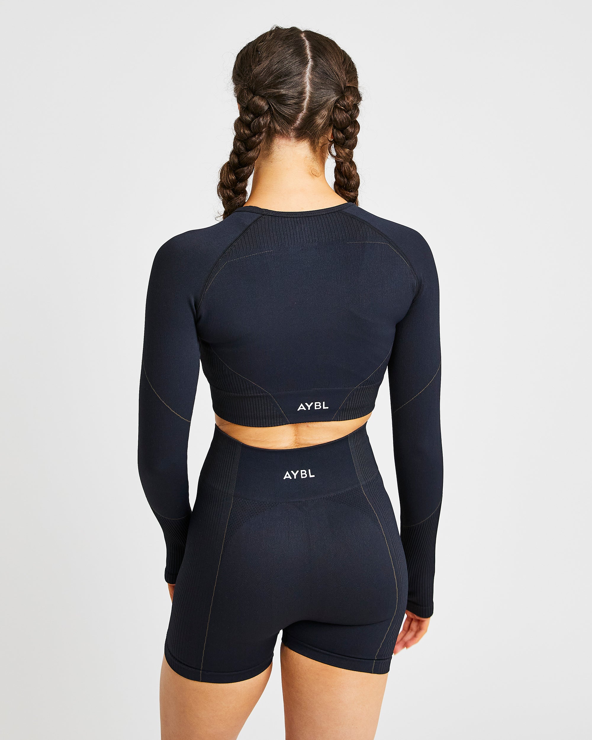 Reflex Seamless Long Sleeve Crop Top - Schwarz