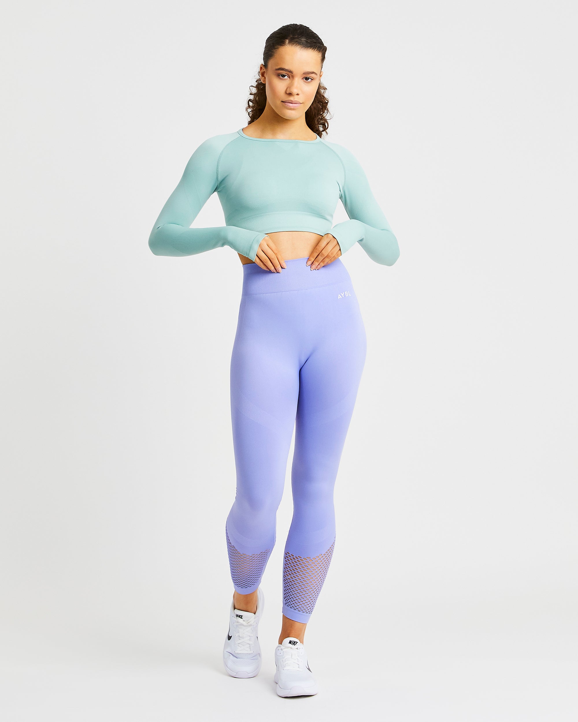 Reform Seamless Long Sleeve Crop Top - Sage Grün