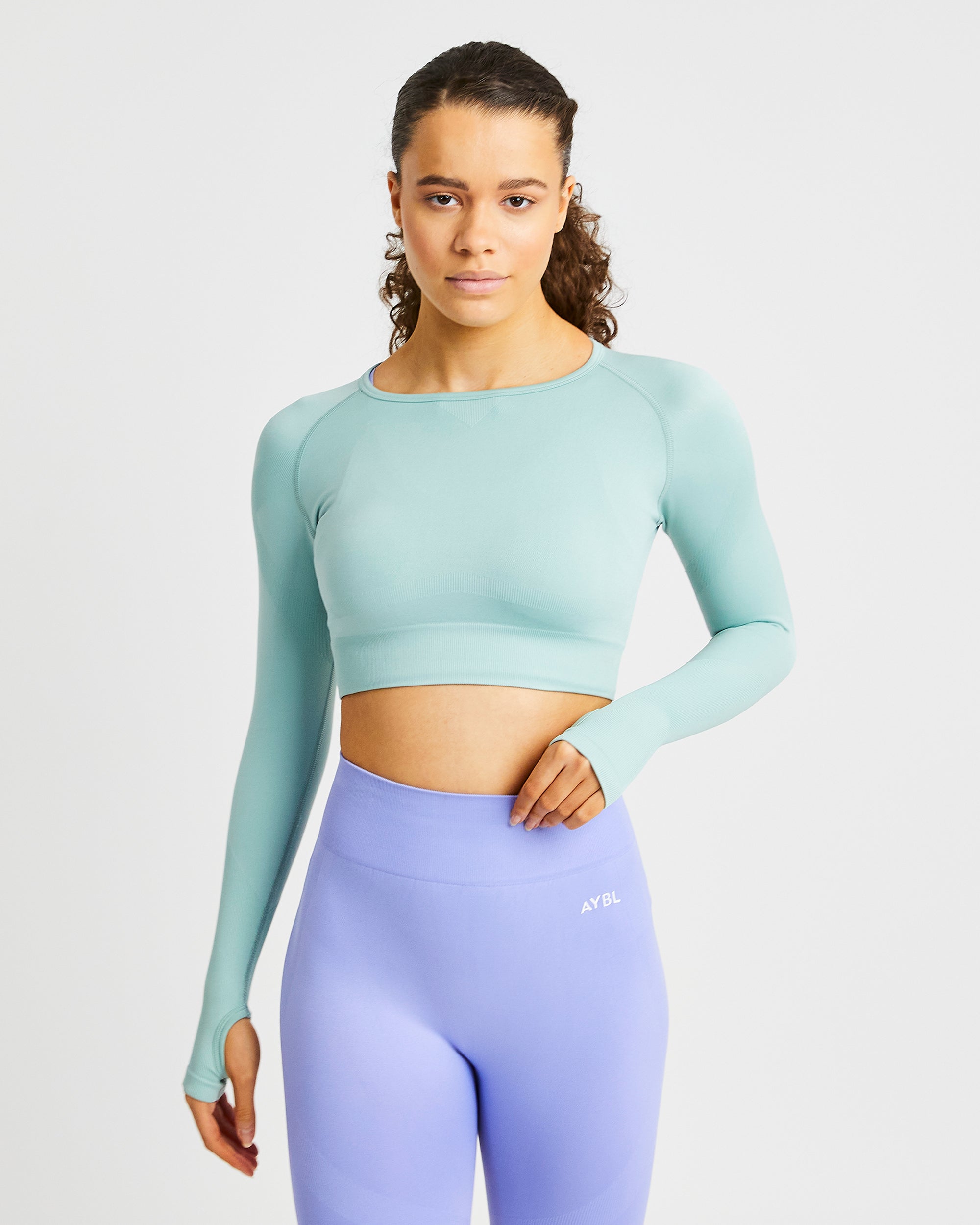 Reform Seamless Long Sleeve Crop Top - Sage Grün