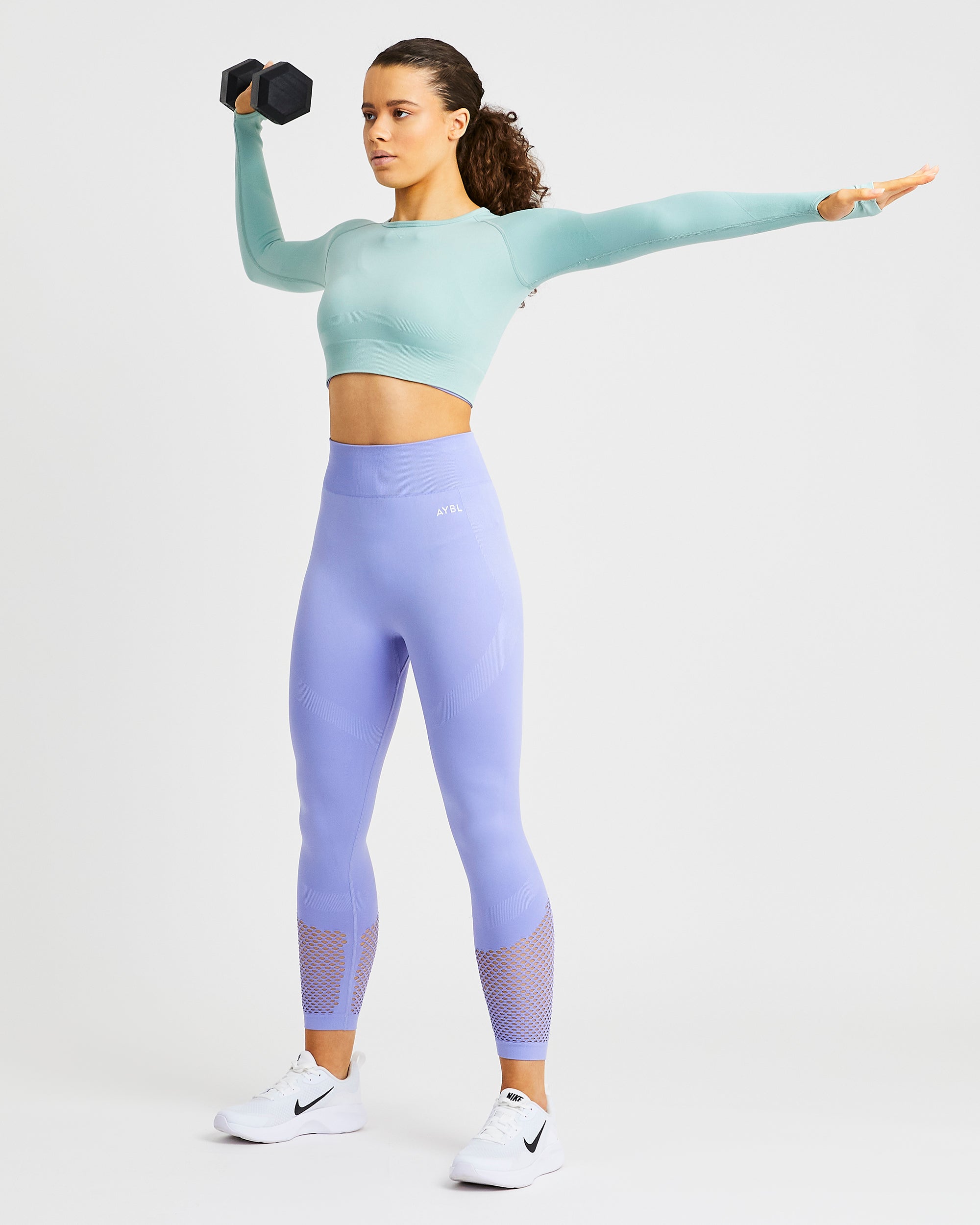 Reform Seamless Long Sleeve Crop Top - Sage Grün